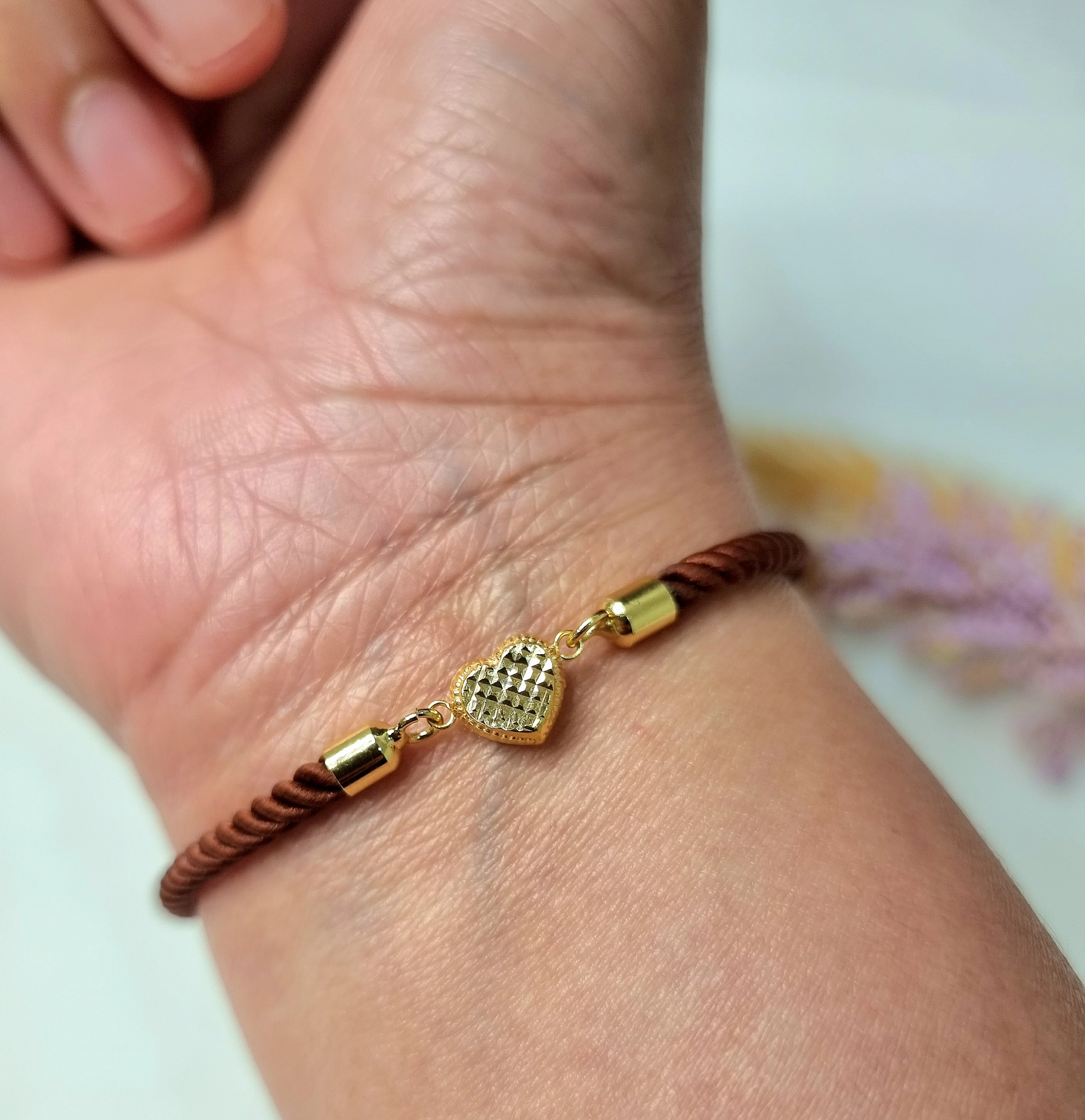 18K Pure Gold Heart Thread Bracelet Talagold - Image 24