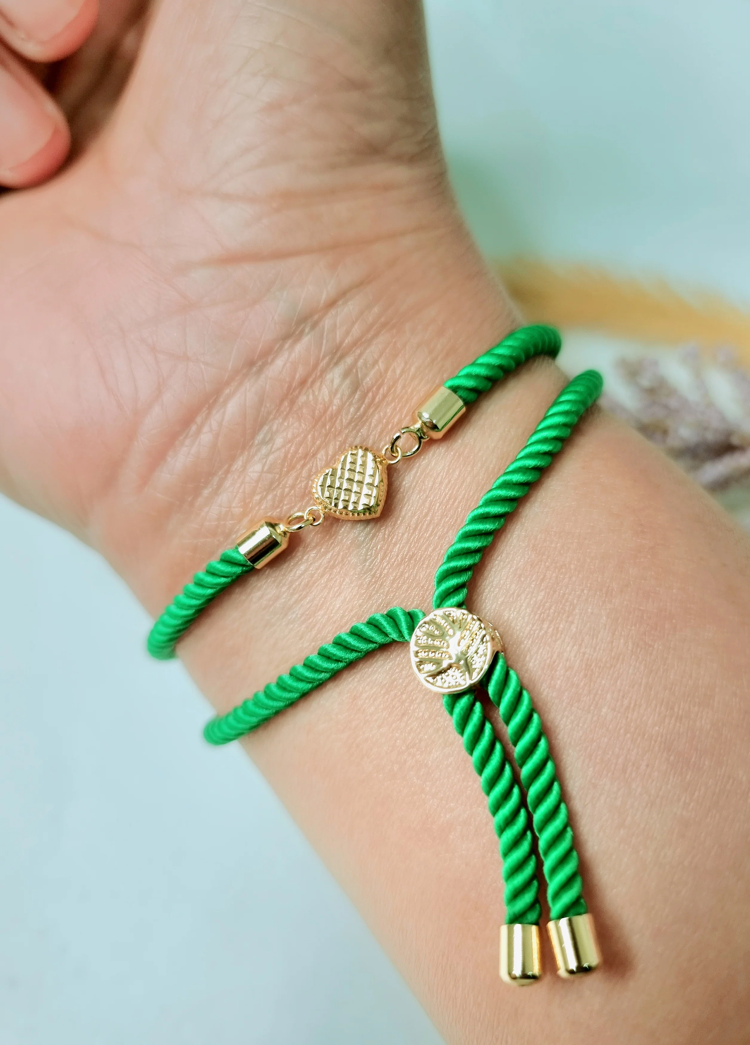 18K Pure Gold Heart Thread Bracelet Talagold - Image 3