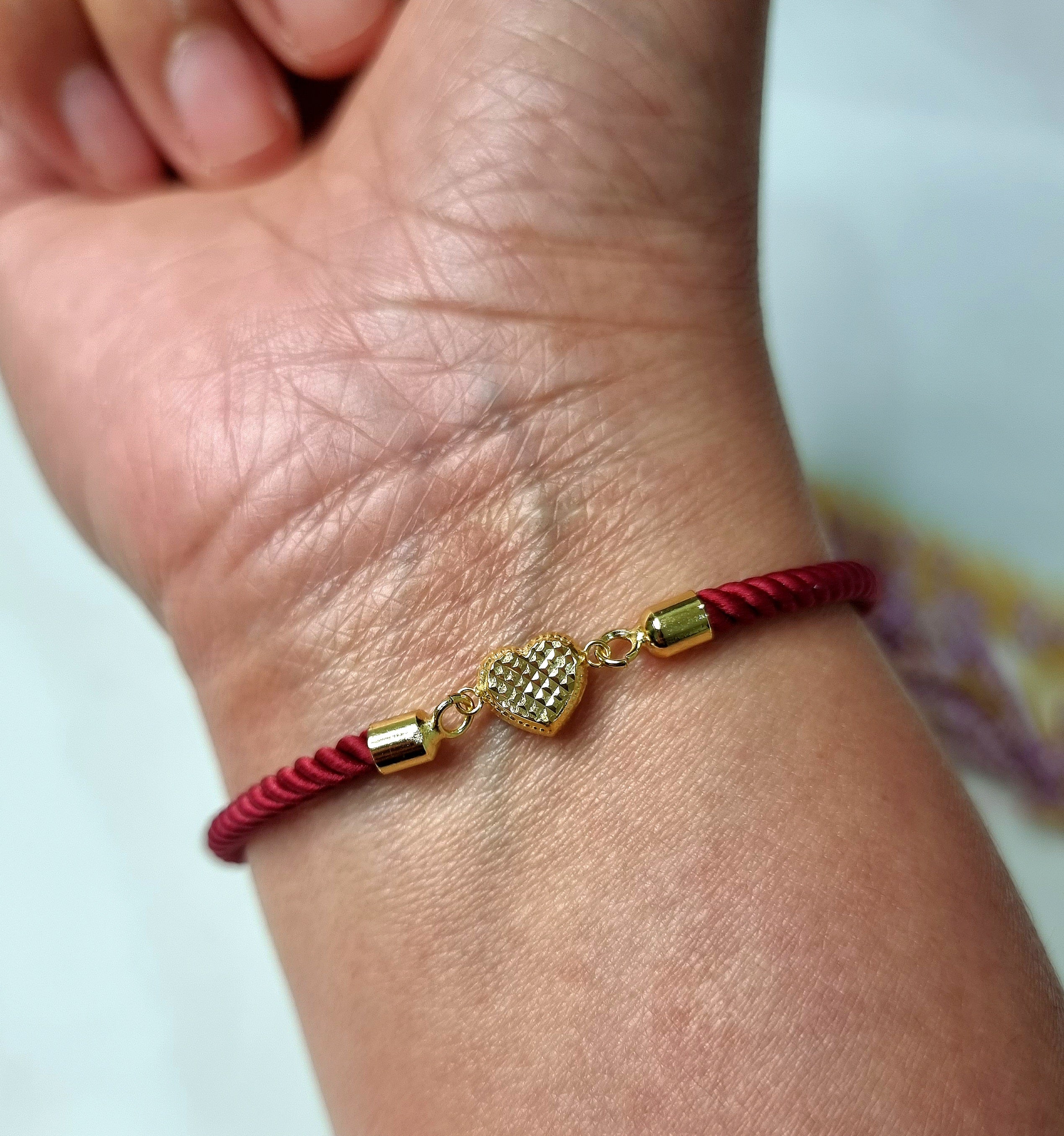 18K Pure Gold Heart Thread Bracelet Talagold - Image 30