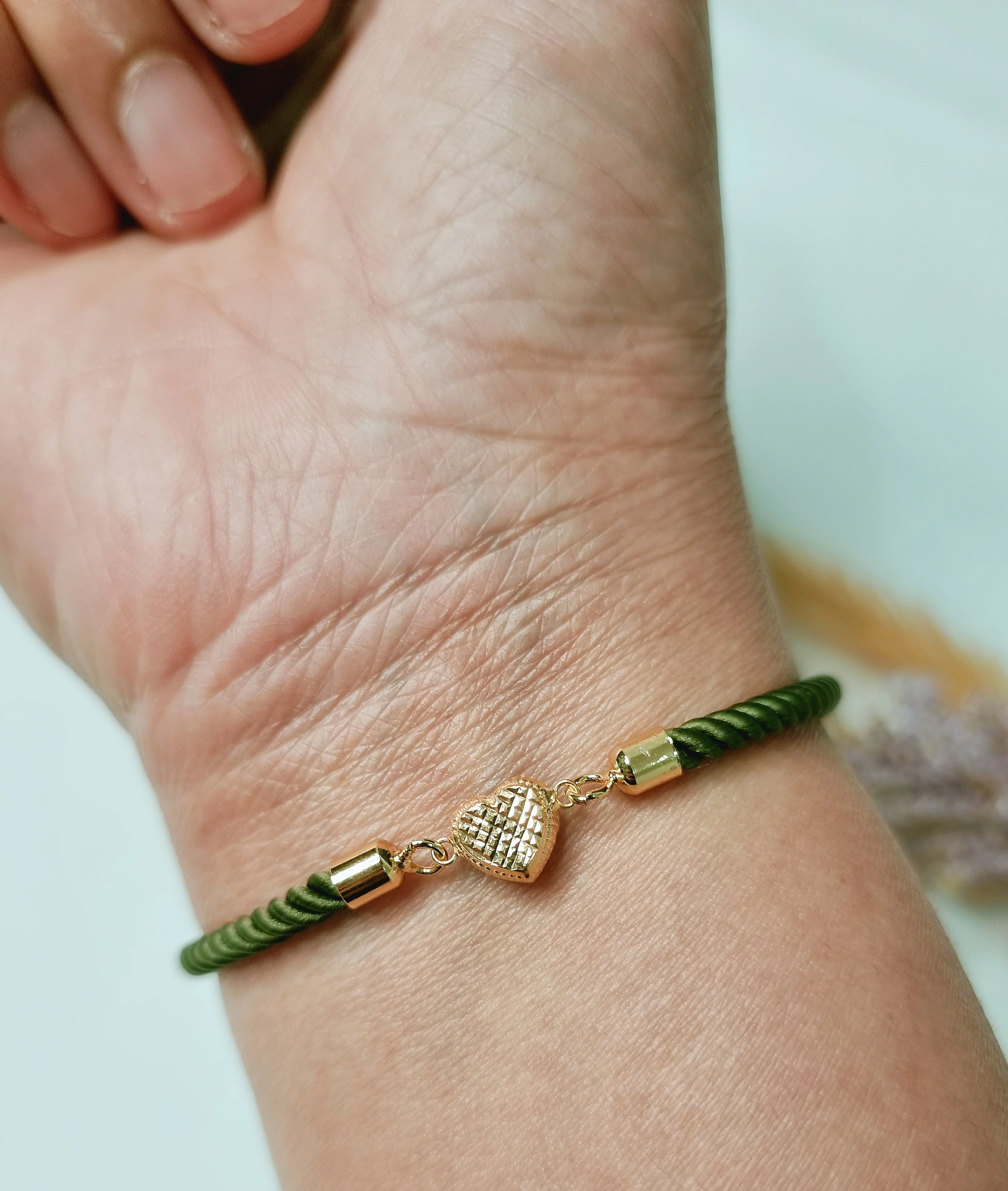 18K Pure Gold Heart Thread Bracelet Talagold - Image 5