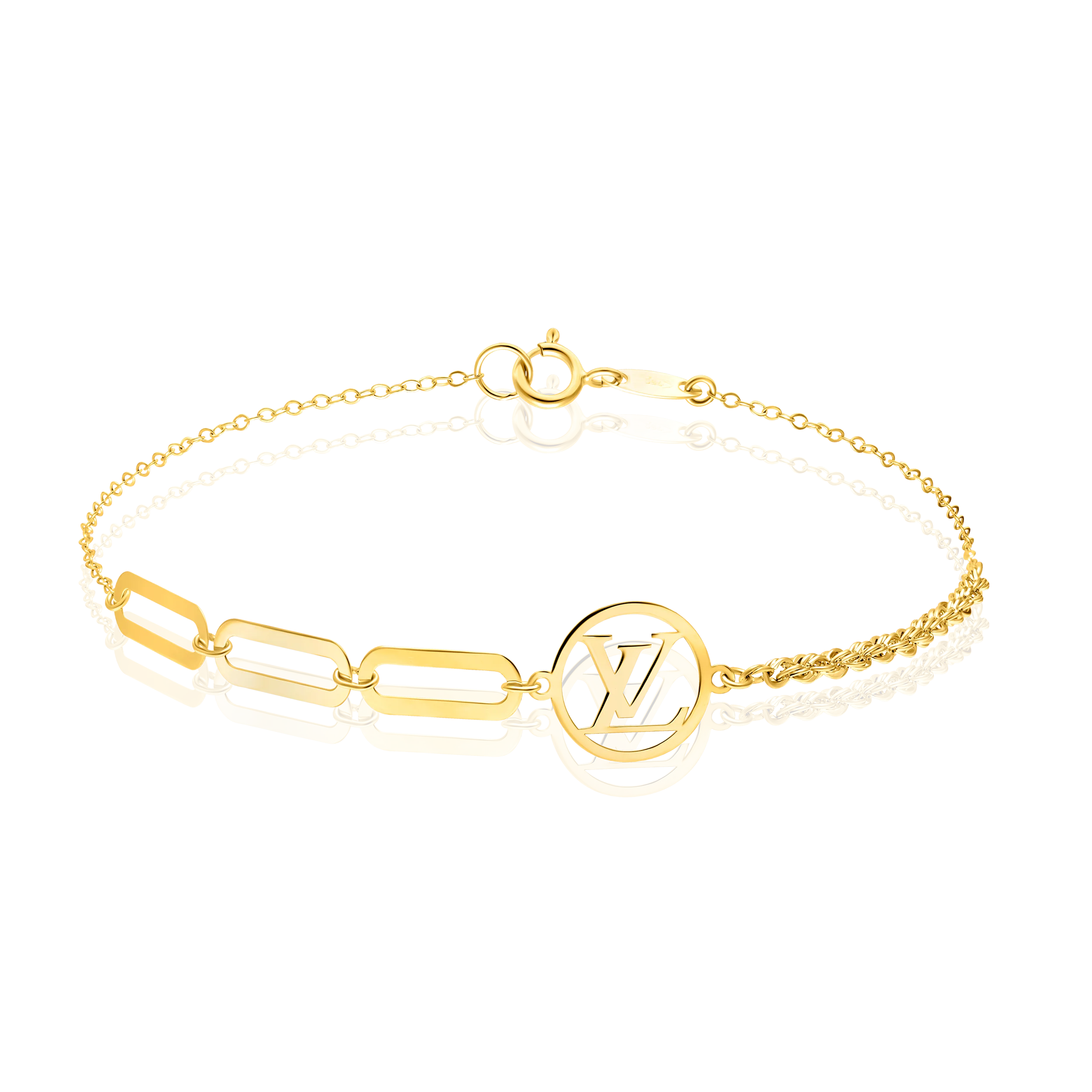 18K Pure Gold L.V Rope and Linked Bracelet Talagold