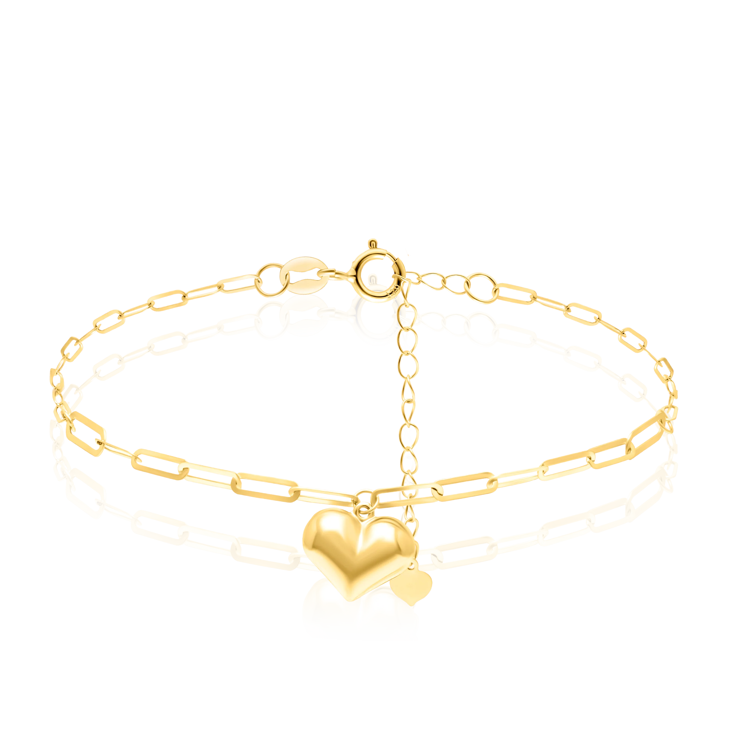18K Pure Gold Linked Heart Bracelet Talagold