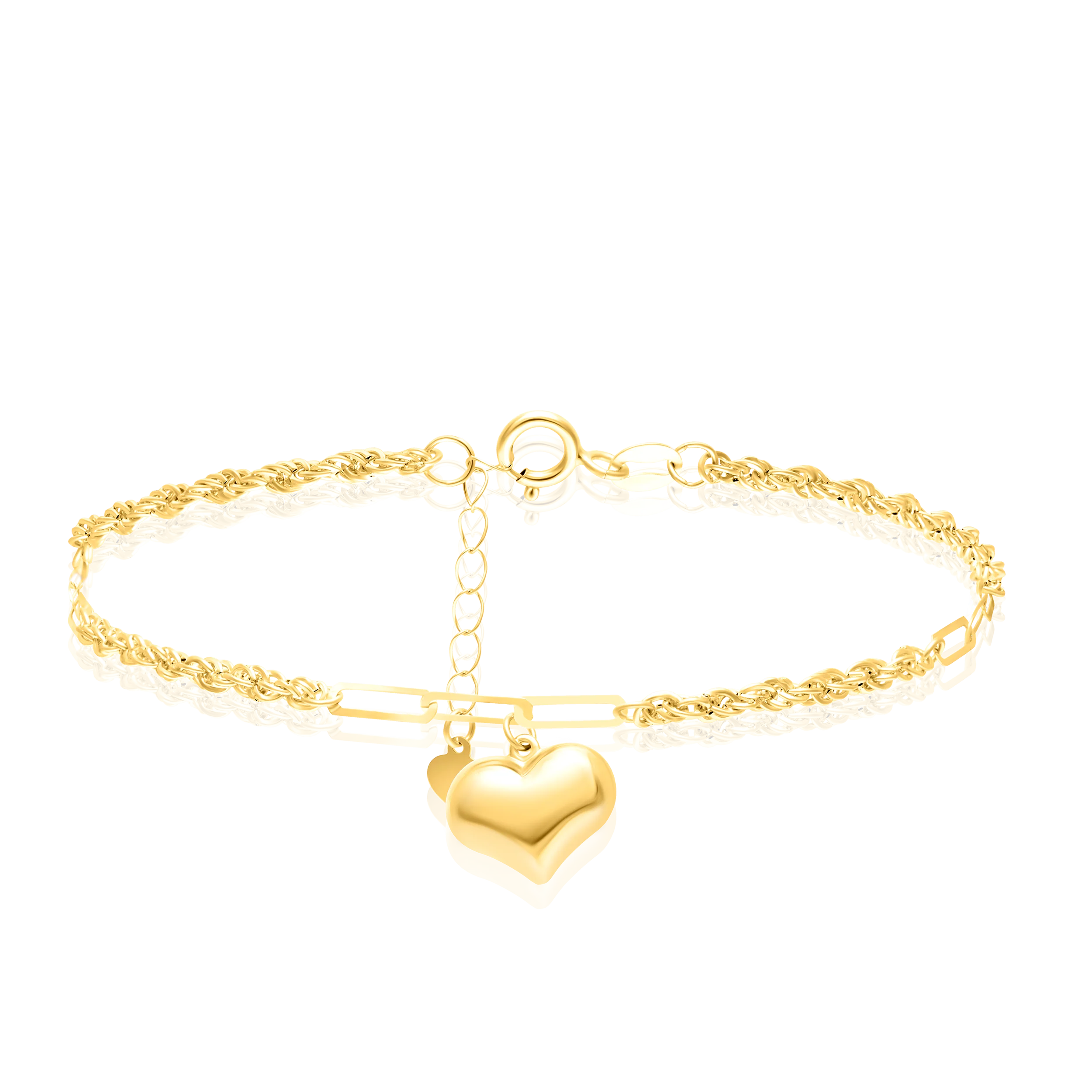 18K Pure Gold Linked Heart Bracelet Talagold
