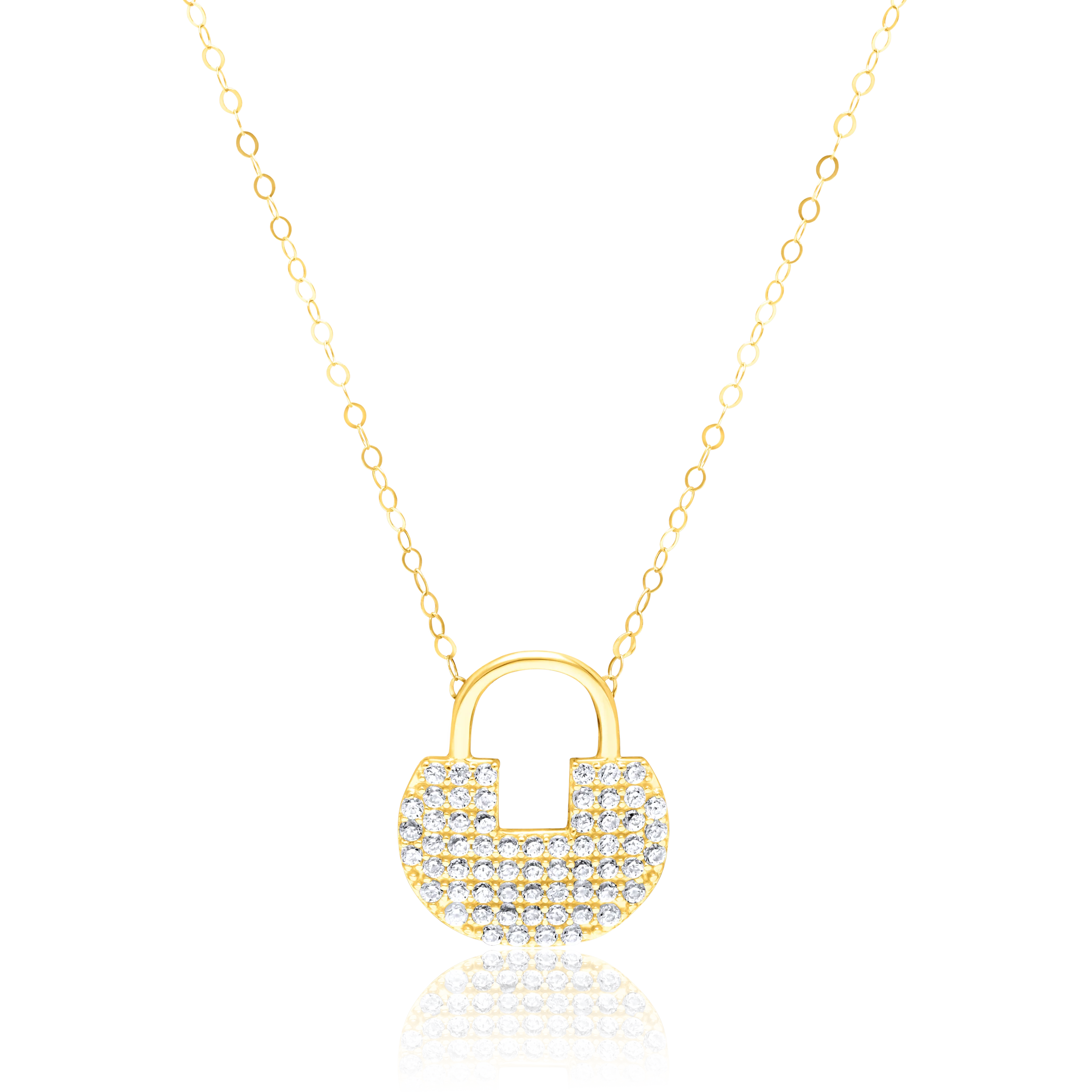 18K Pure Gold Lock Stone Necklace Talagold