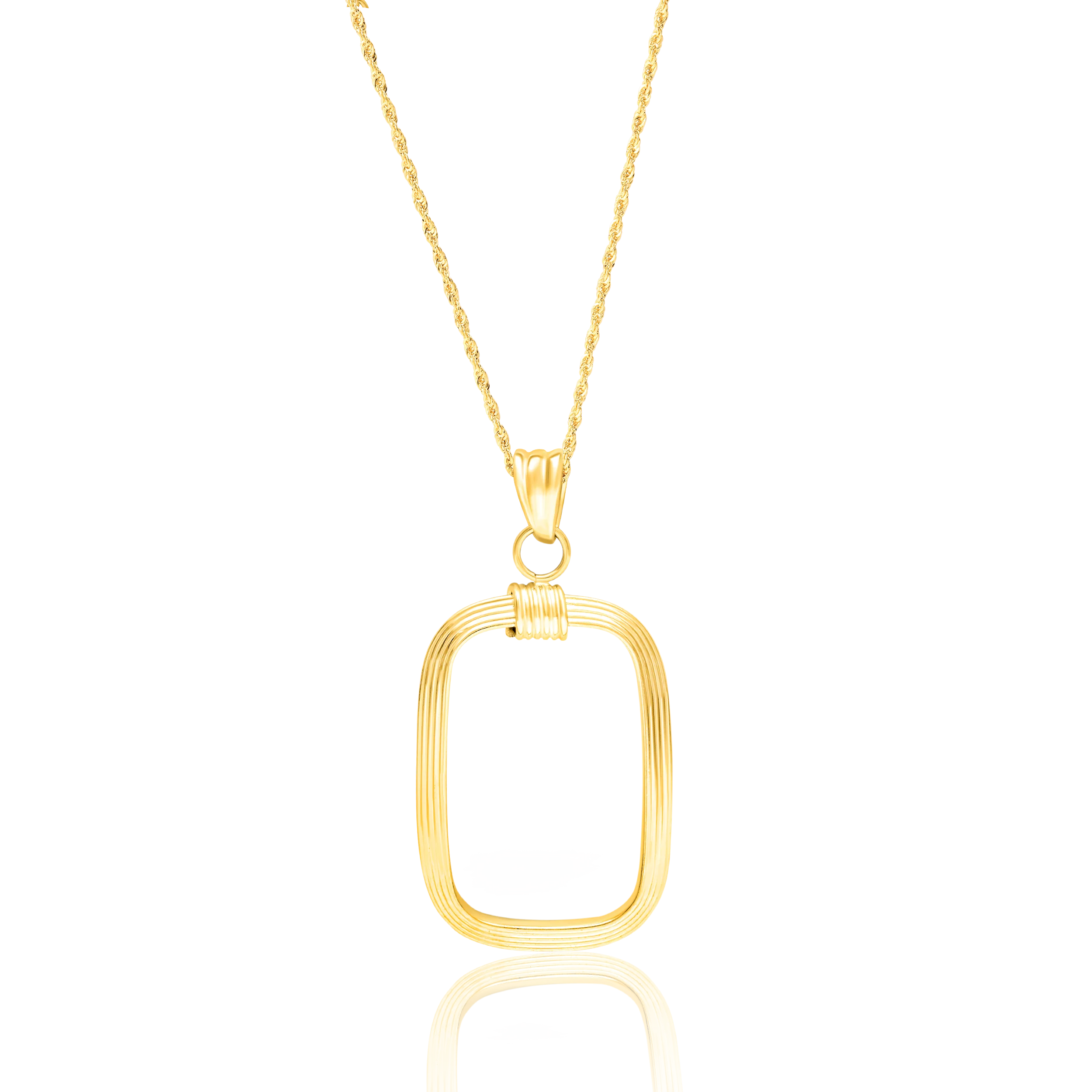 18K Pure Gold Long Square Necklace Talagold