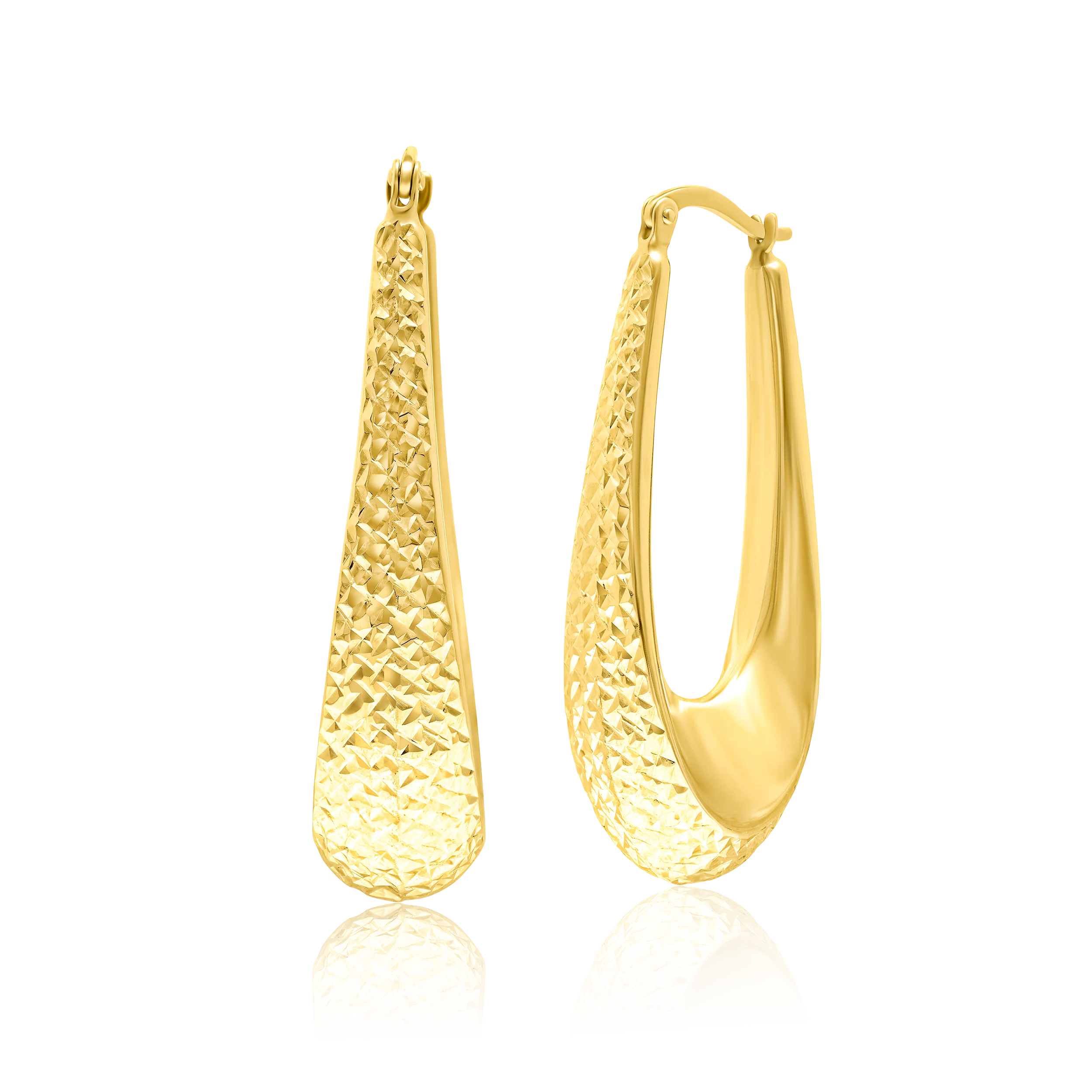 18K Pure Gold Oval Drop Earring Set Talagold