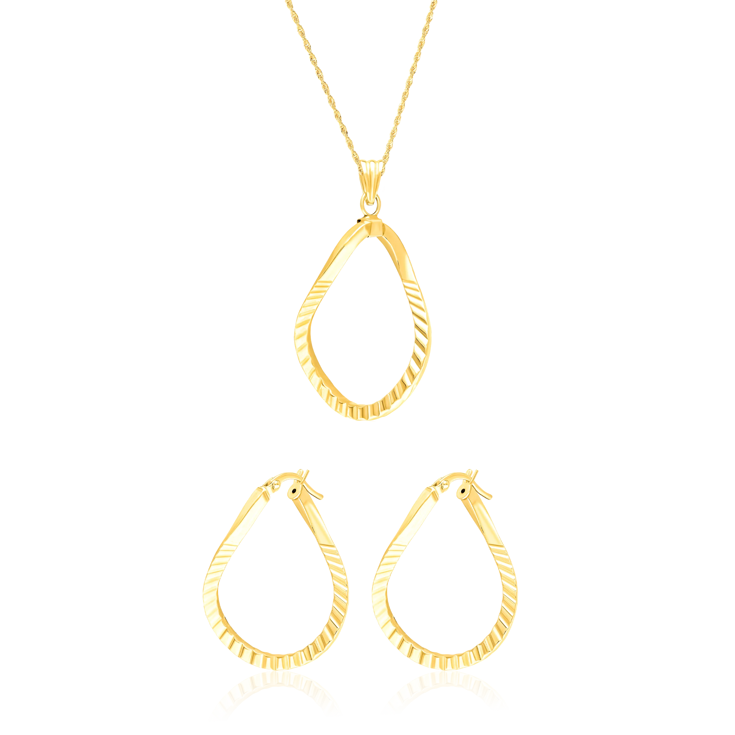18K Pure Gold Oval Jewelry Set Talagold