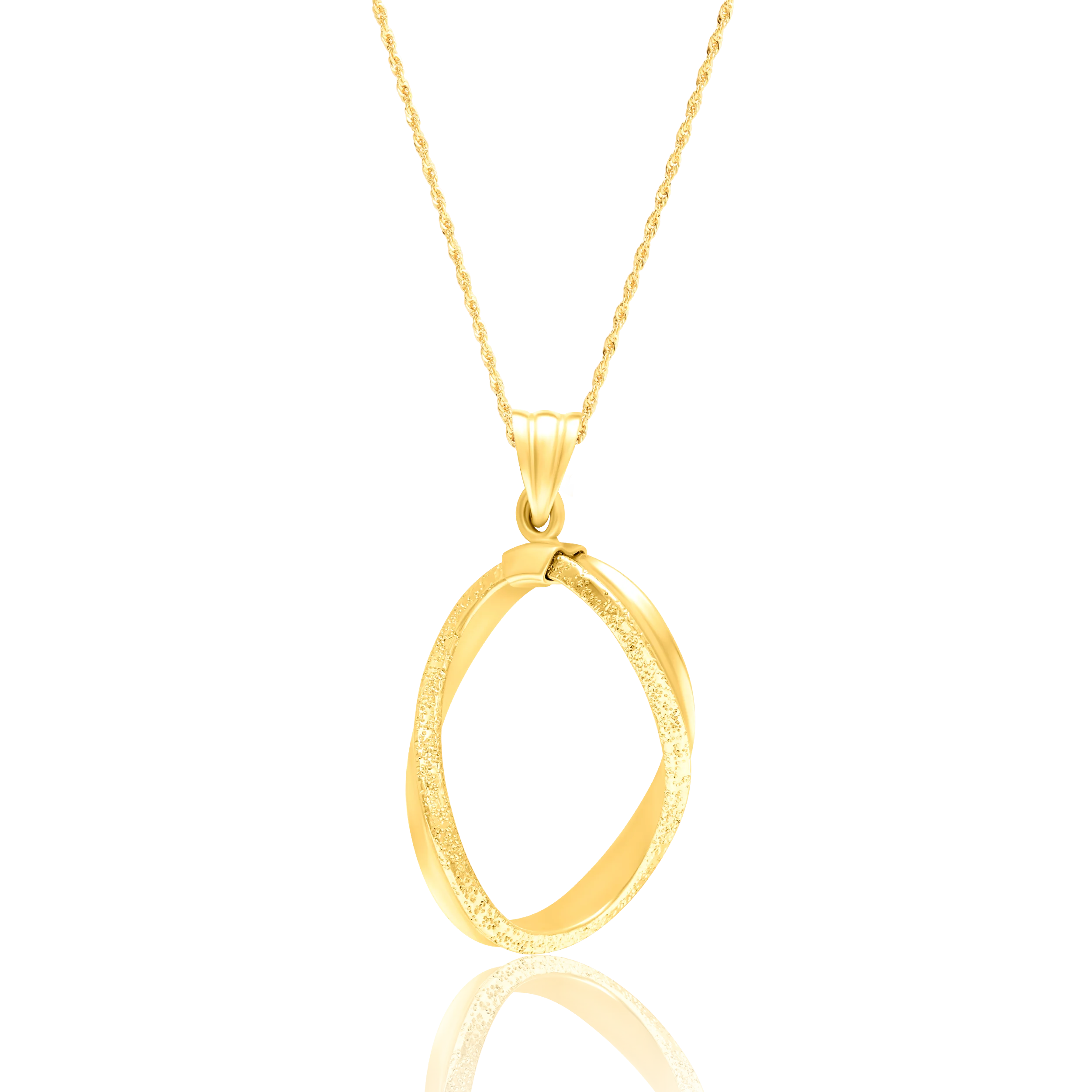 18K Pure Gold Oval Twisted Necklace Talagold