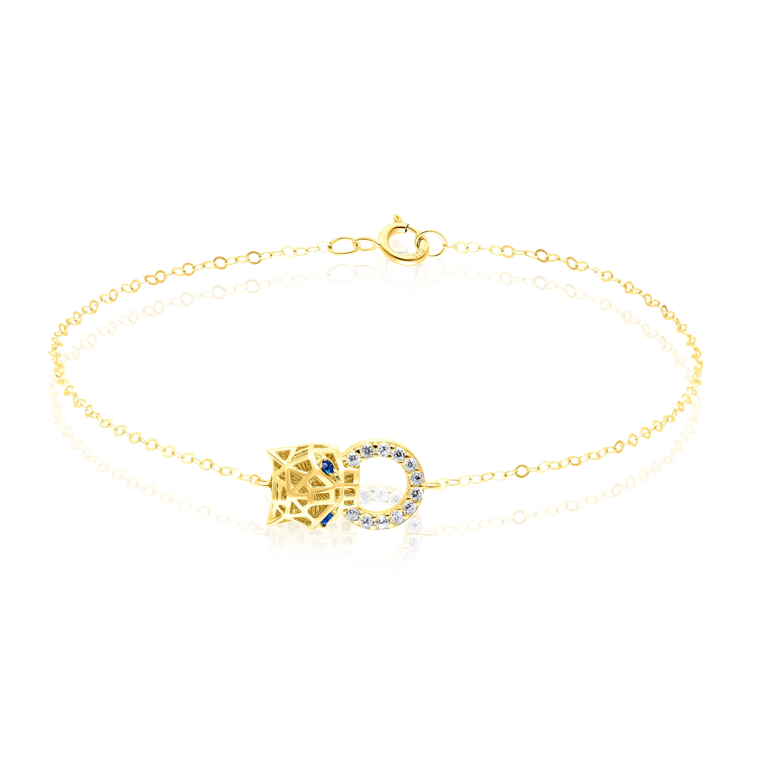 18K Pure Gold Blue Eye Panther Bracelet Talagold