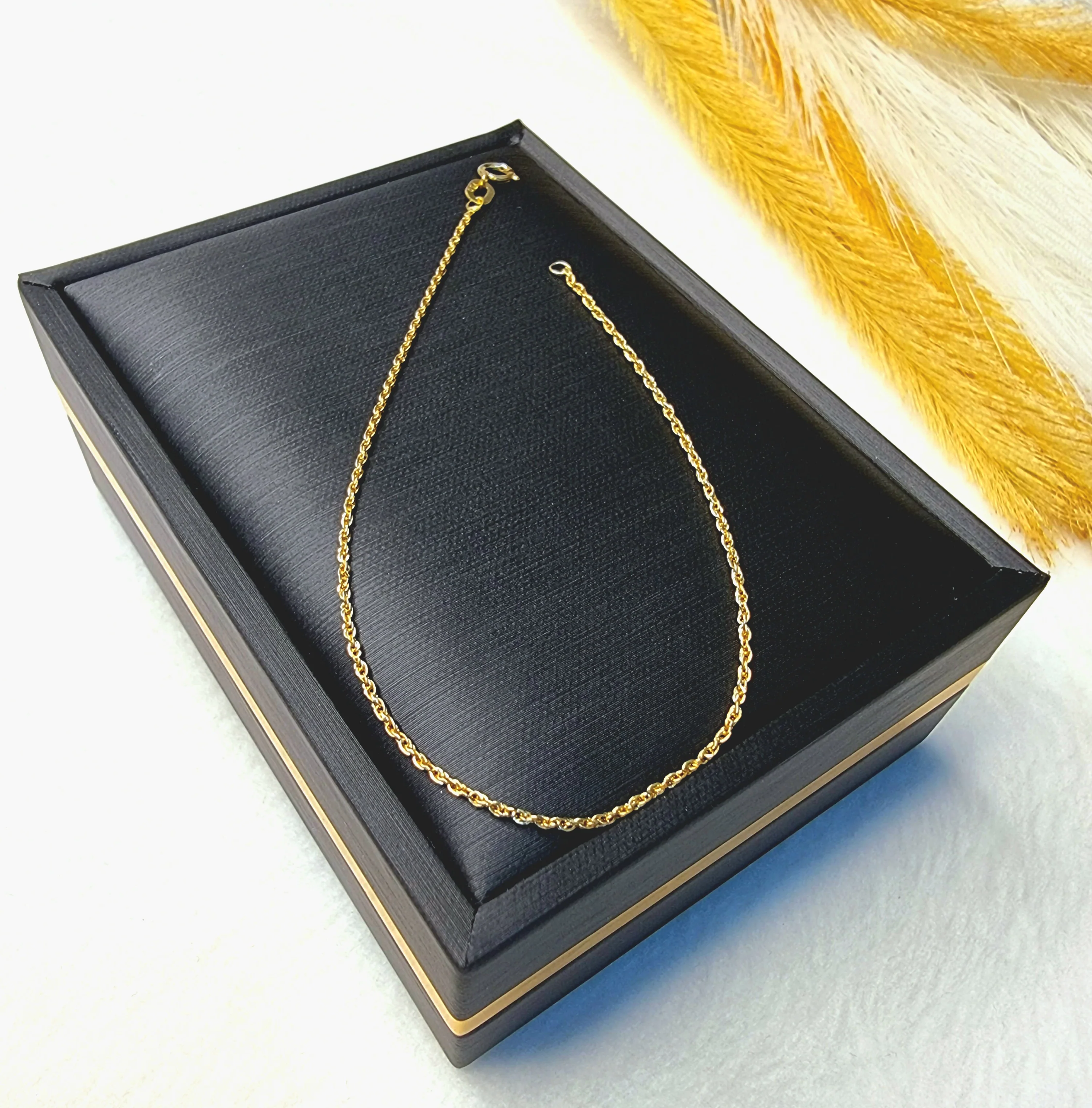 18K Pure Gold Rope Chain Bracelet - Image 3