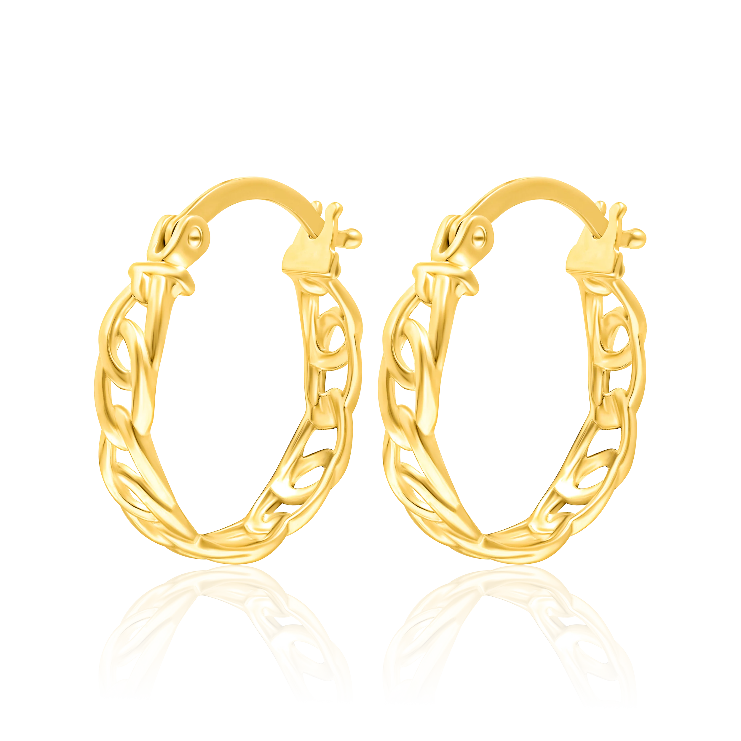 18K Pure Gold Round Earring Set Talagold