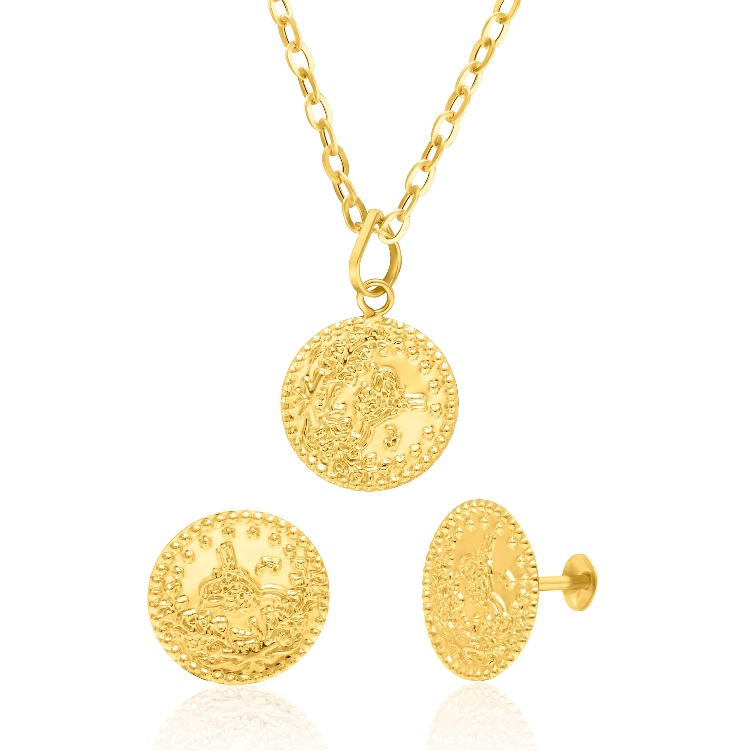 18K Pure Gold Round Jewelry Set Talagold