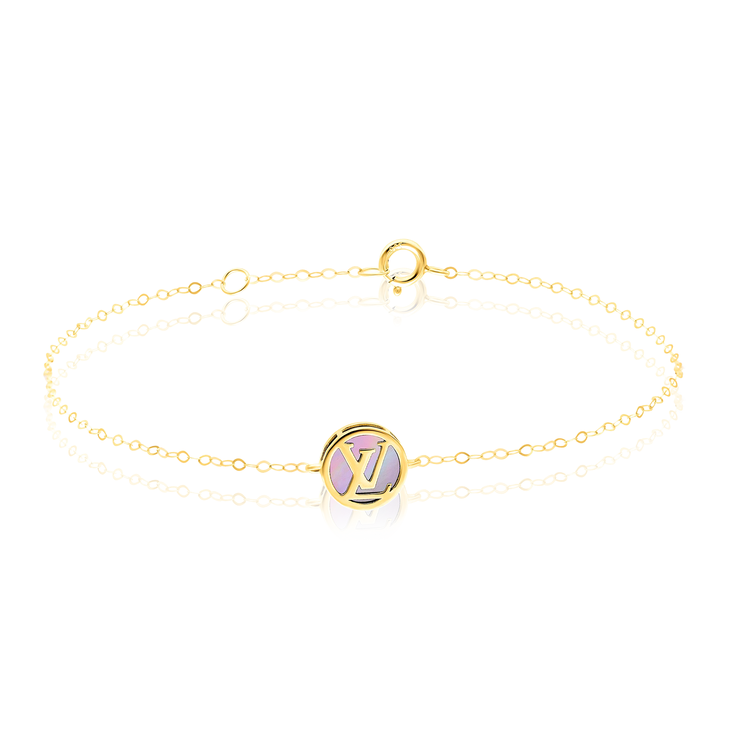 18K Pure Gold Round Pink L.V Jewelry Set Talagold - Image 3