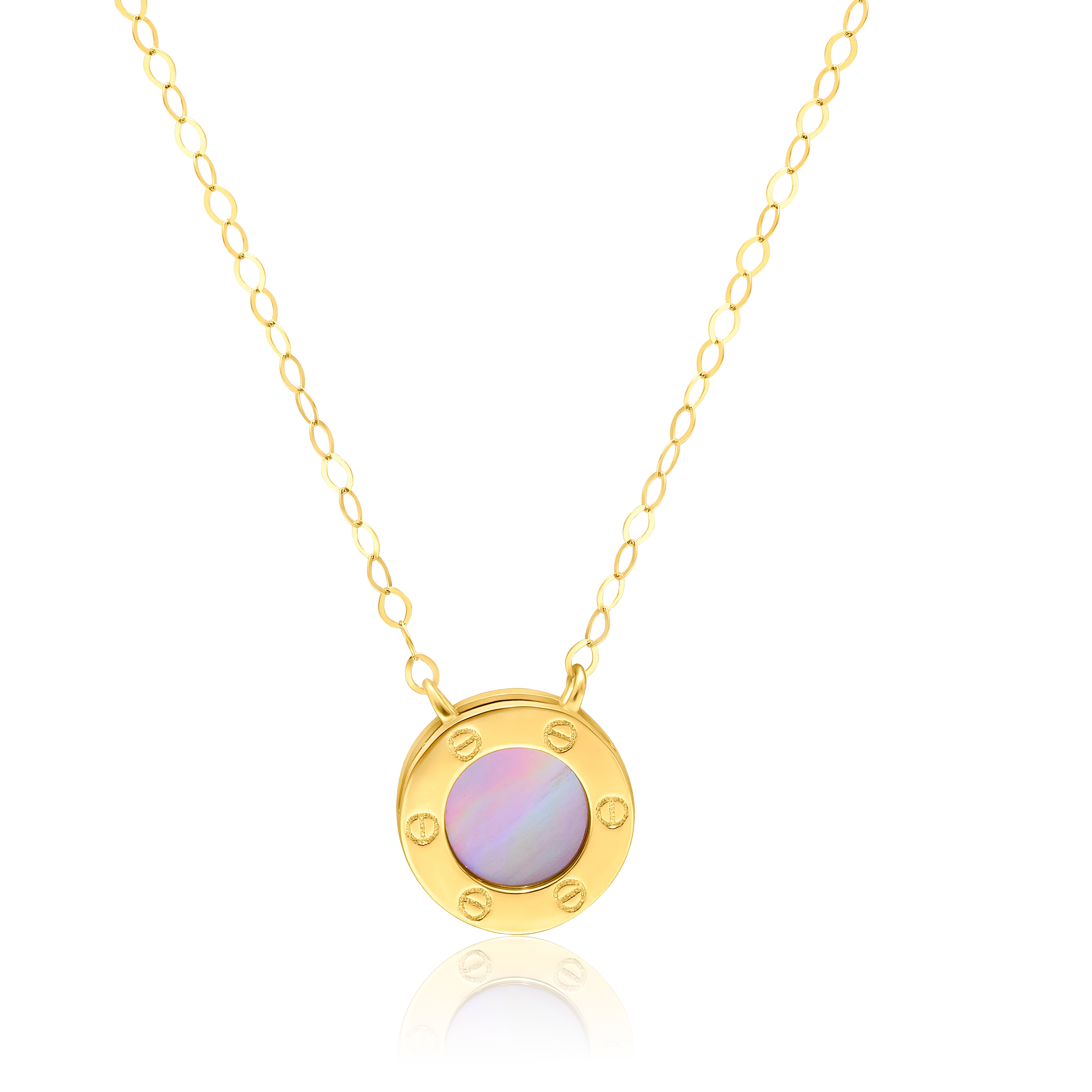 18K Pure Gold Round Pink Necklace Talagold