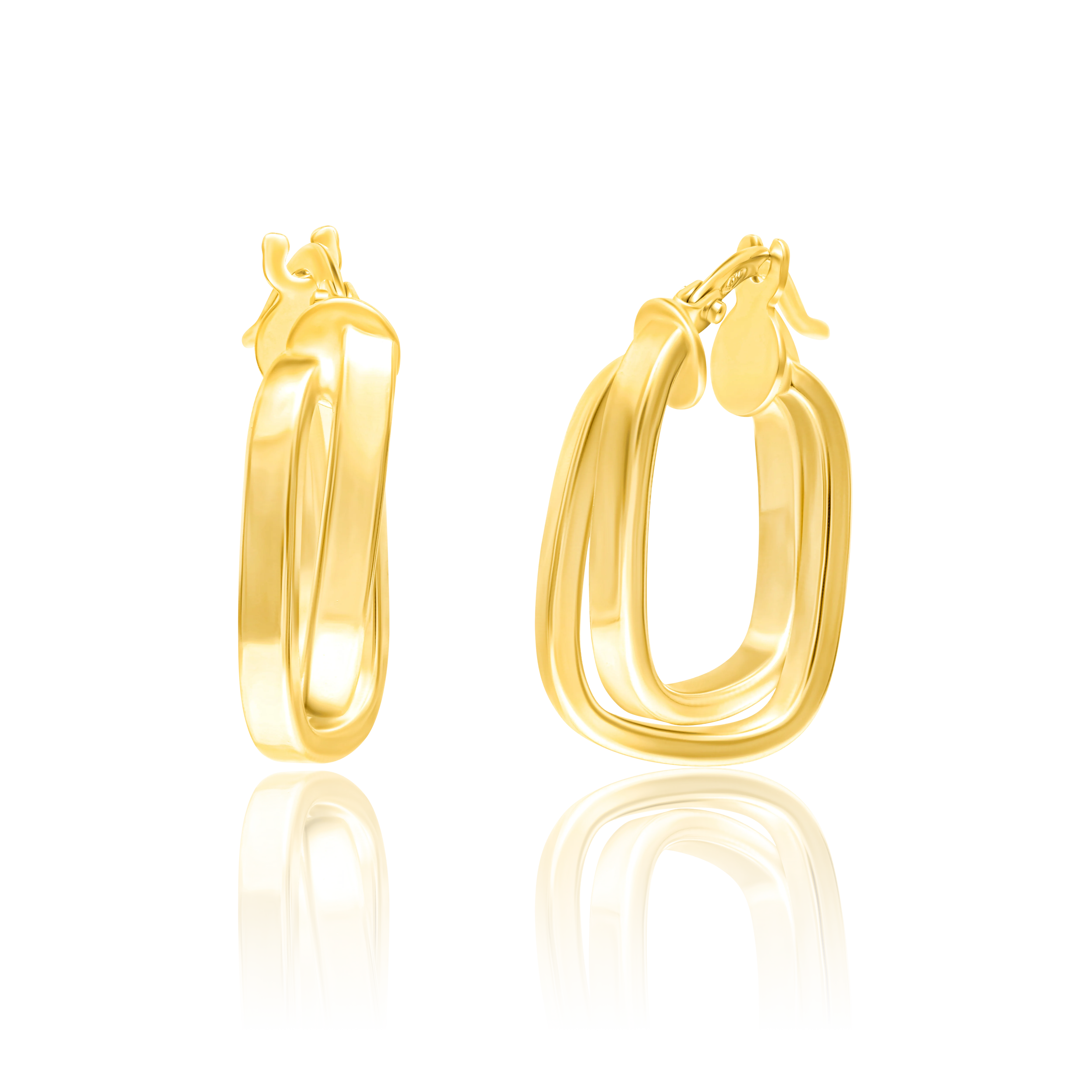 18K Pure Gold 2 Layer Square Earring Set Talagold