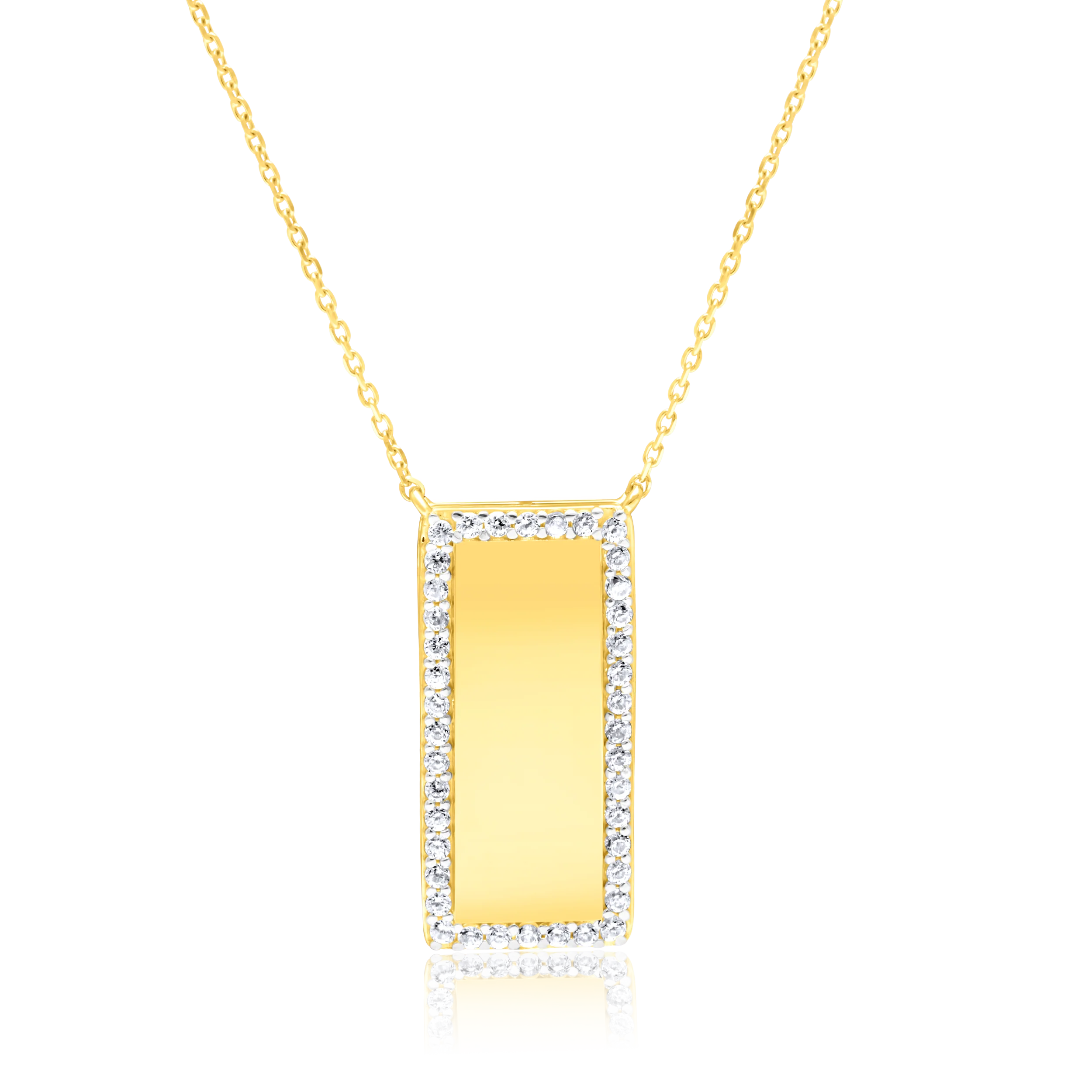 18K Pure Gold Square Stone Necklace Talagold