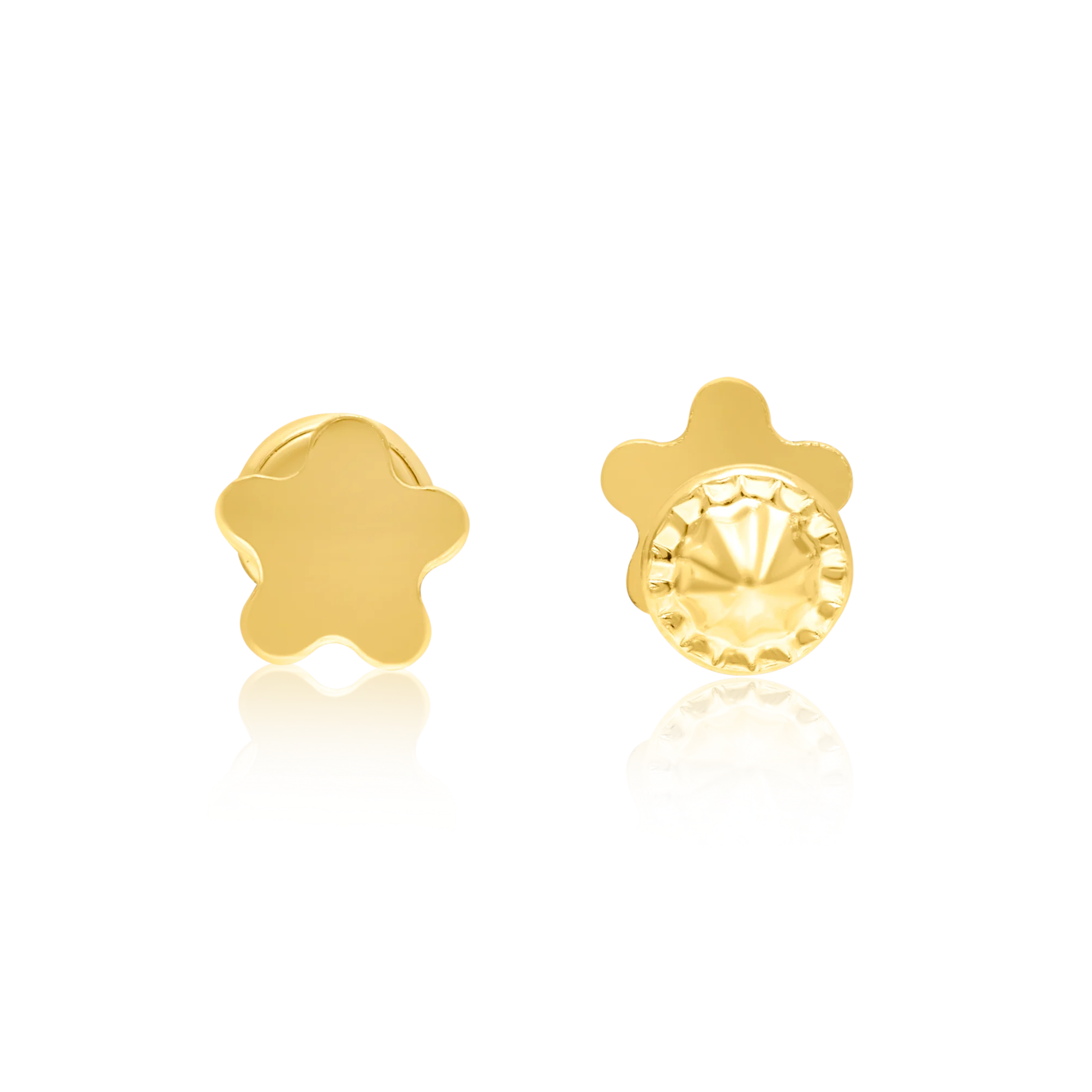 18K Pure Gold Star Flower Screw Earring Set Talagold