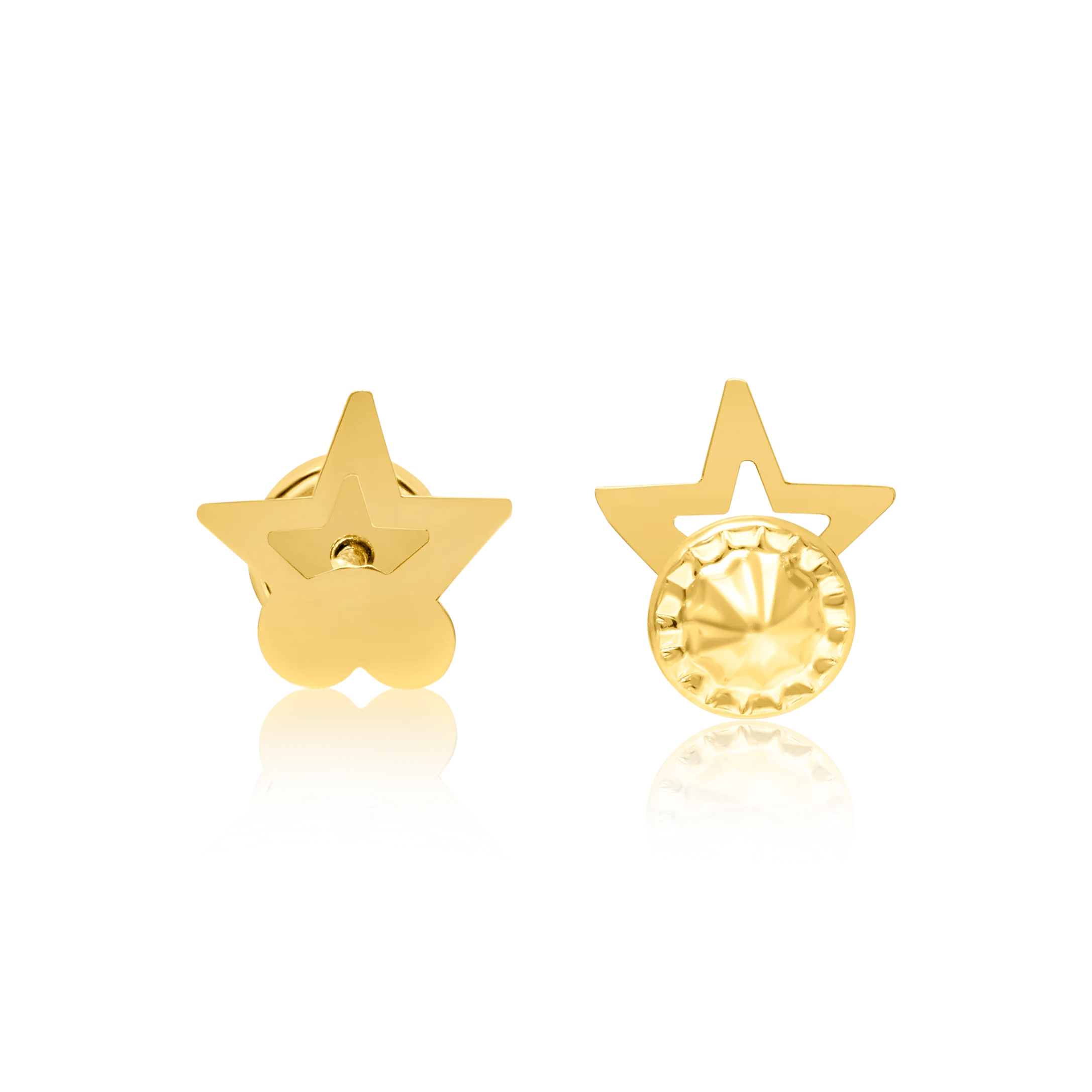 18K Pure Gold Star Screw Earring Set Talagold