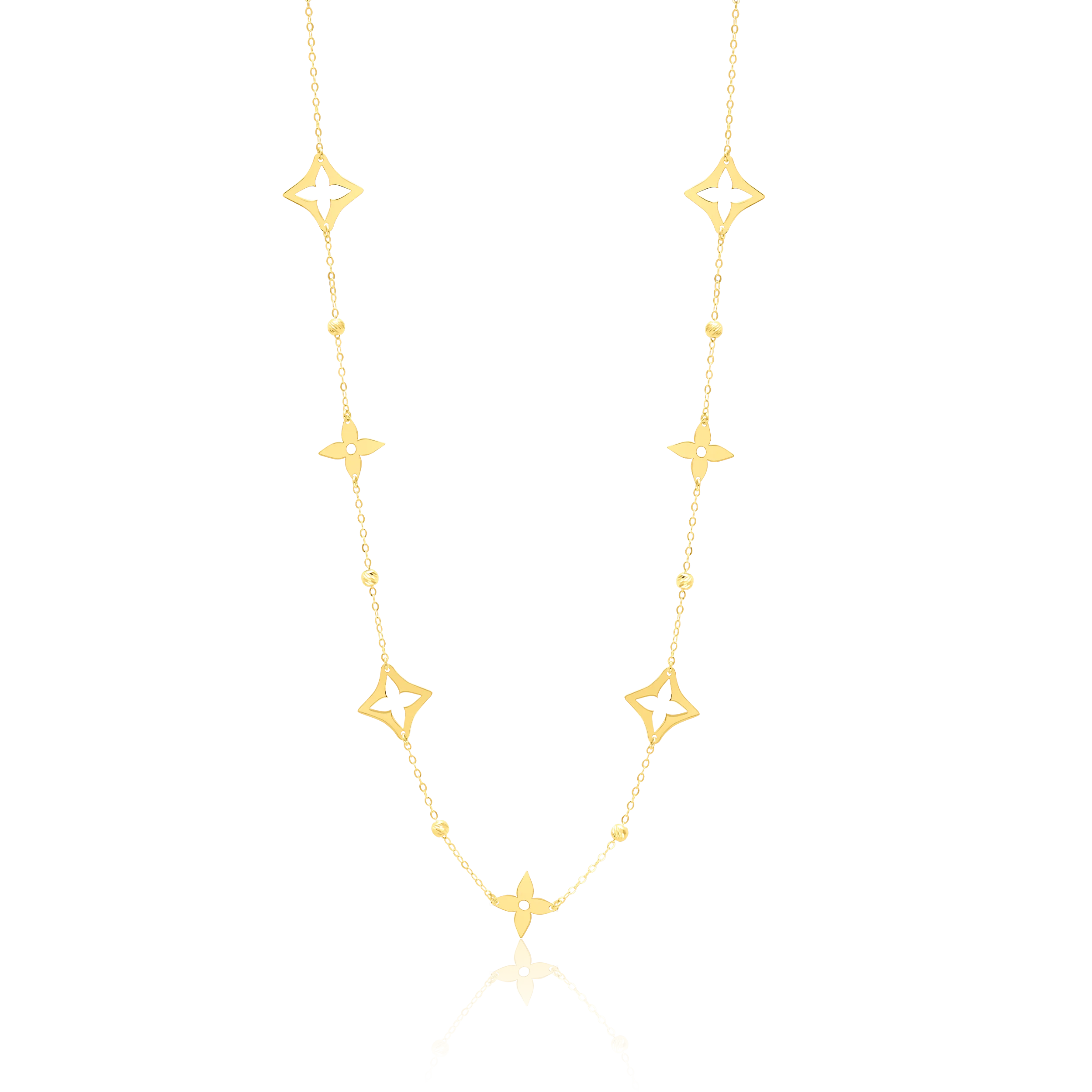 18K Pure Gold Star Seed Necklace Talagold