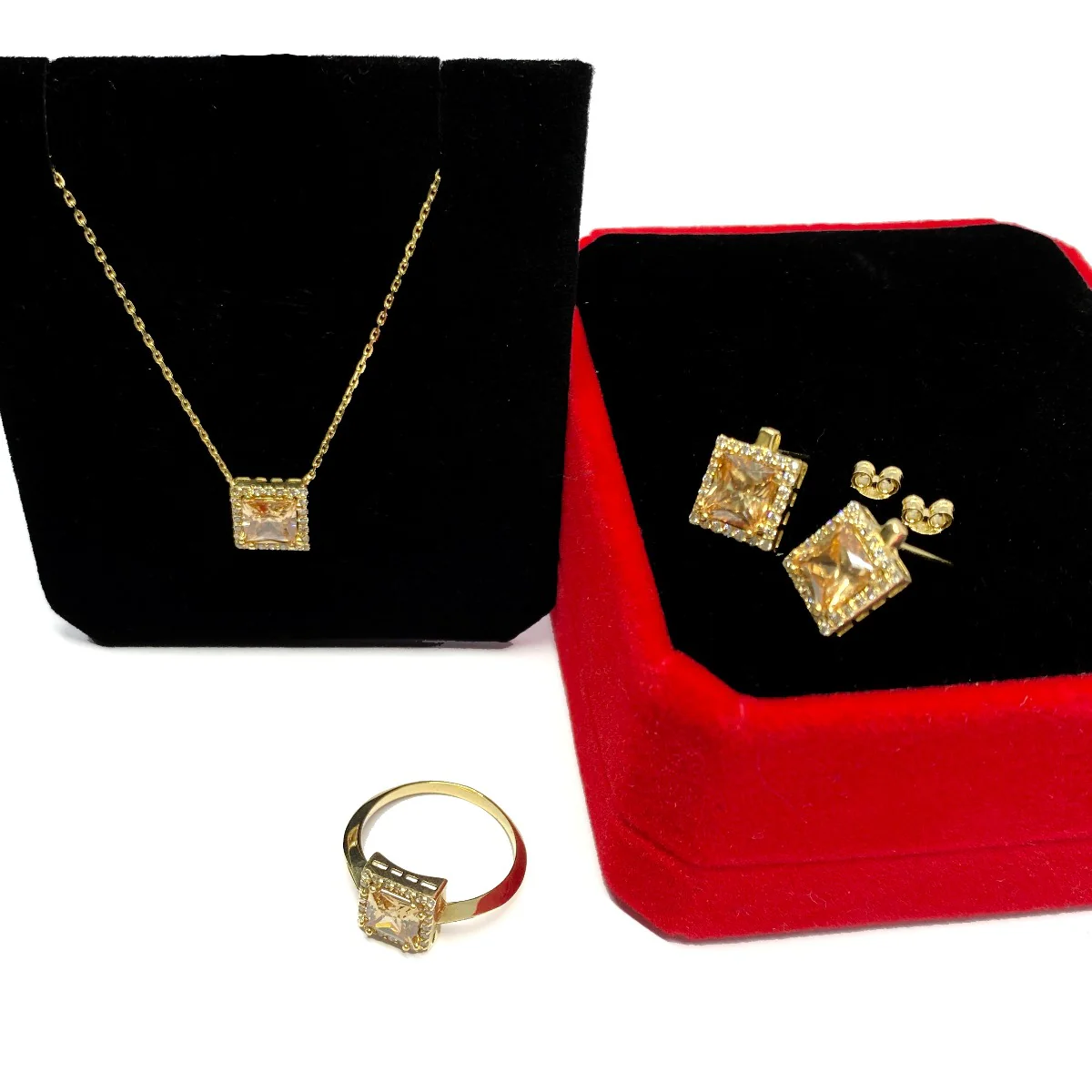 18K Pure Gold Swarski Crystals Jewelry Set - Image 3