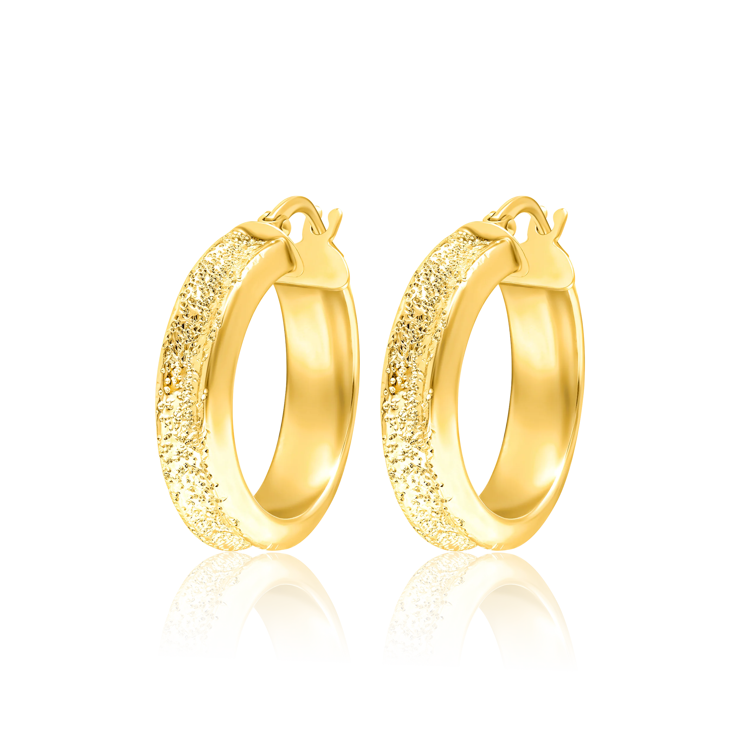 18K Pure Gold Thick Round Earring Set Talagold