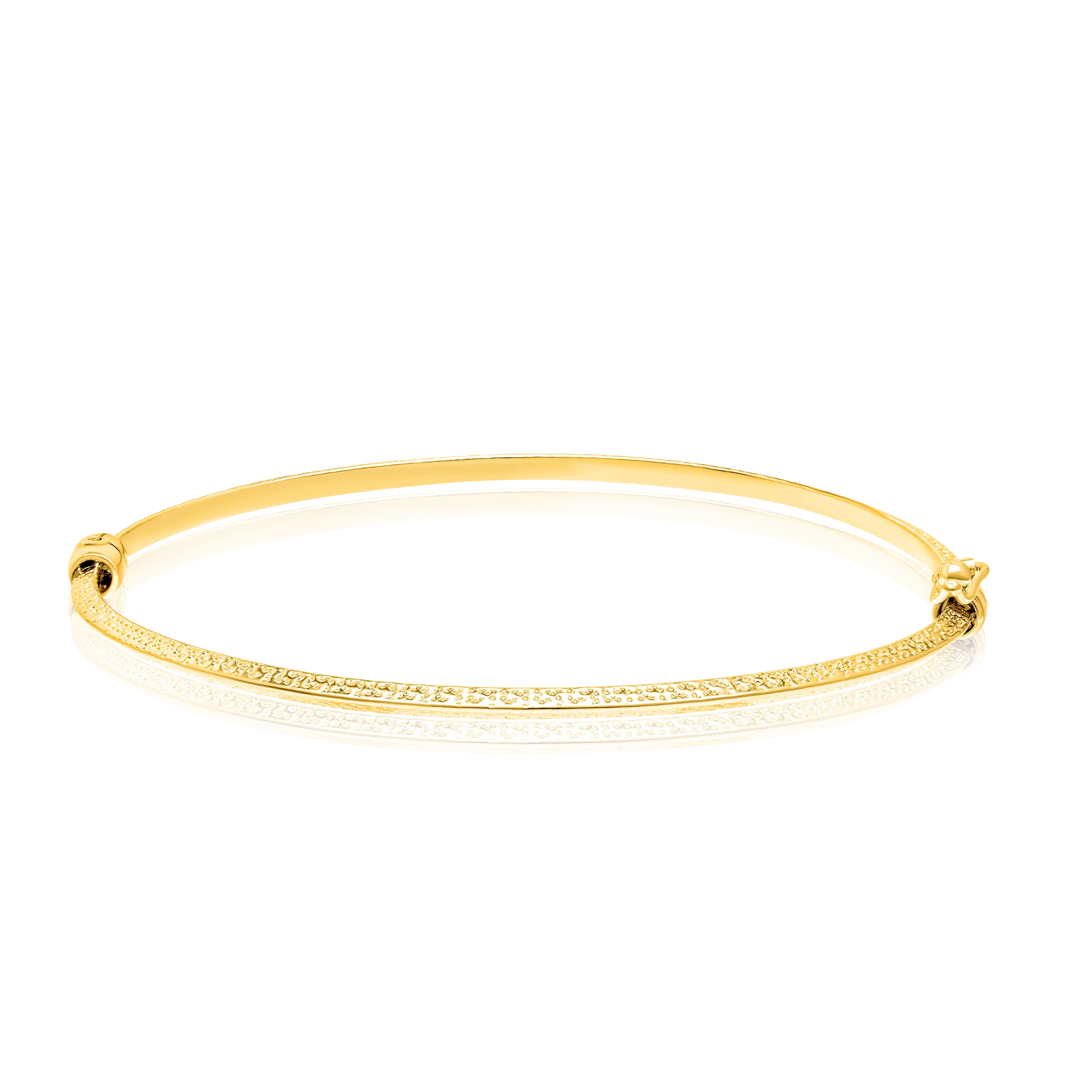 18K Pure Gold Textured Hinged Flat Bangle Talagold