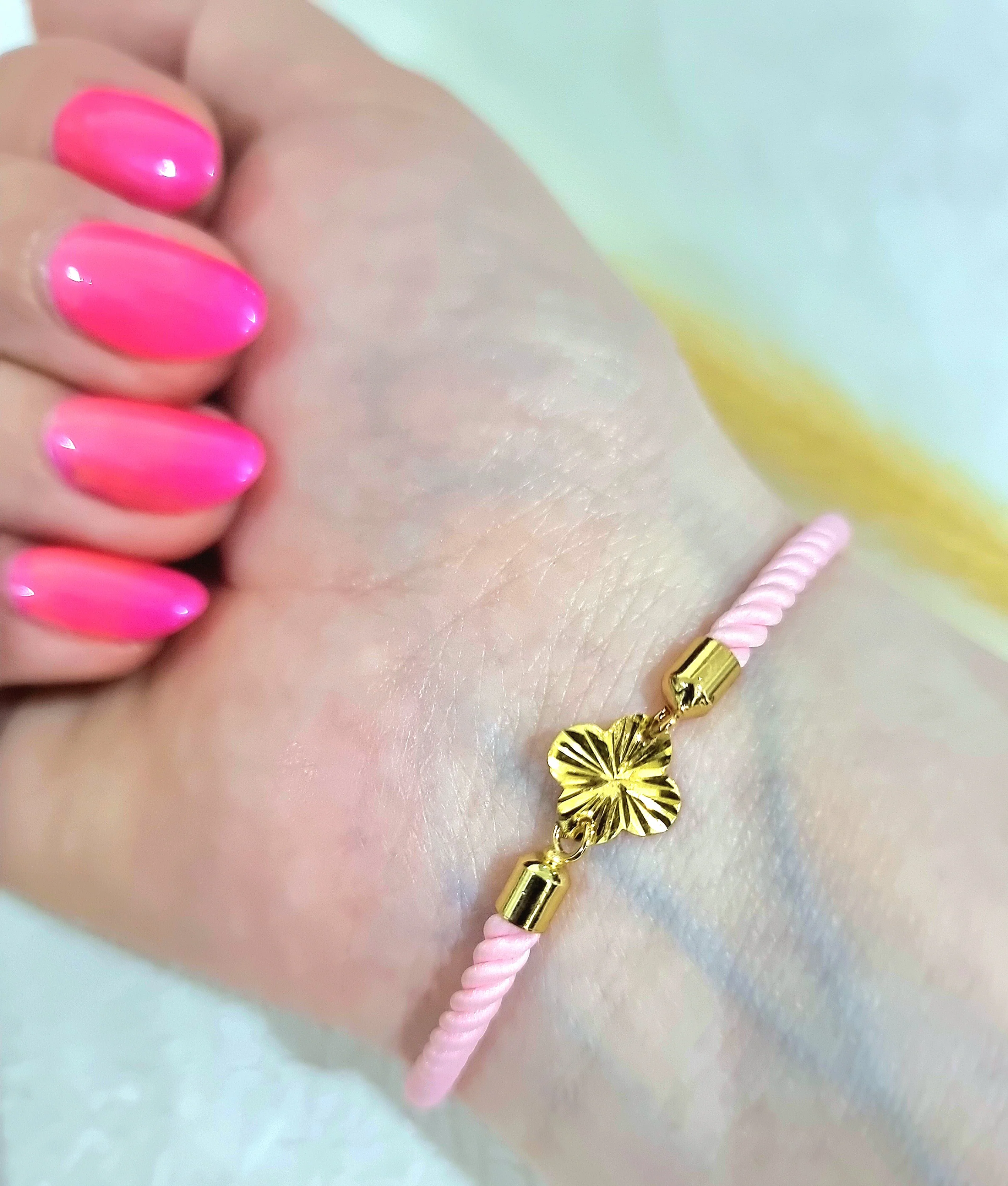 18K Pure Gold Thread Flower Bracelet - Image 4