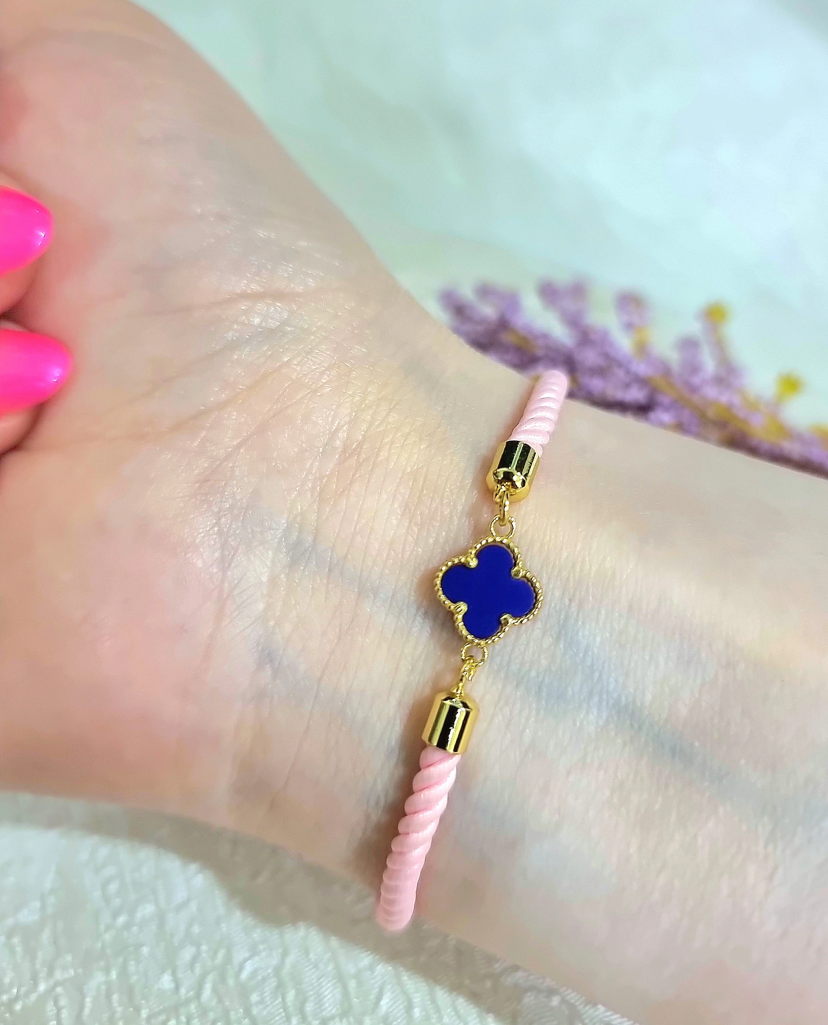 18K Pure Gold Thread V.C Flower Bracelet - Image 4