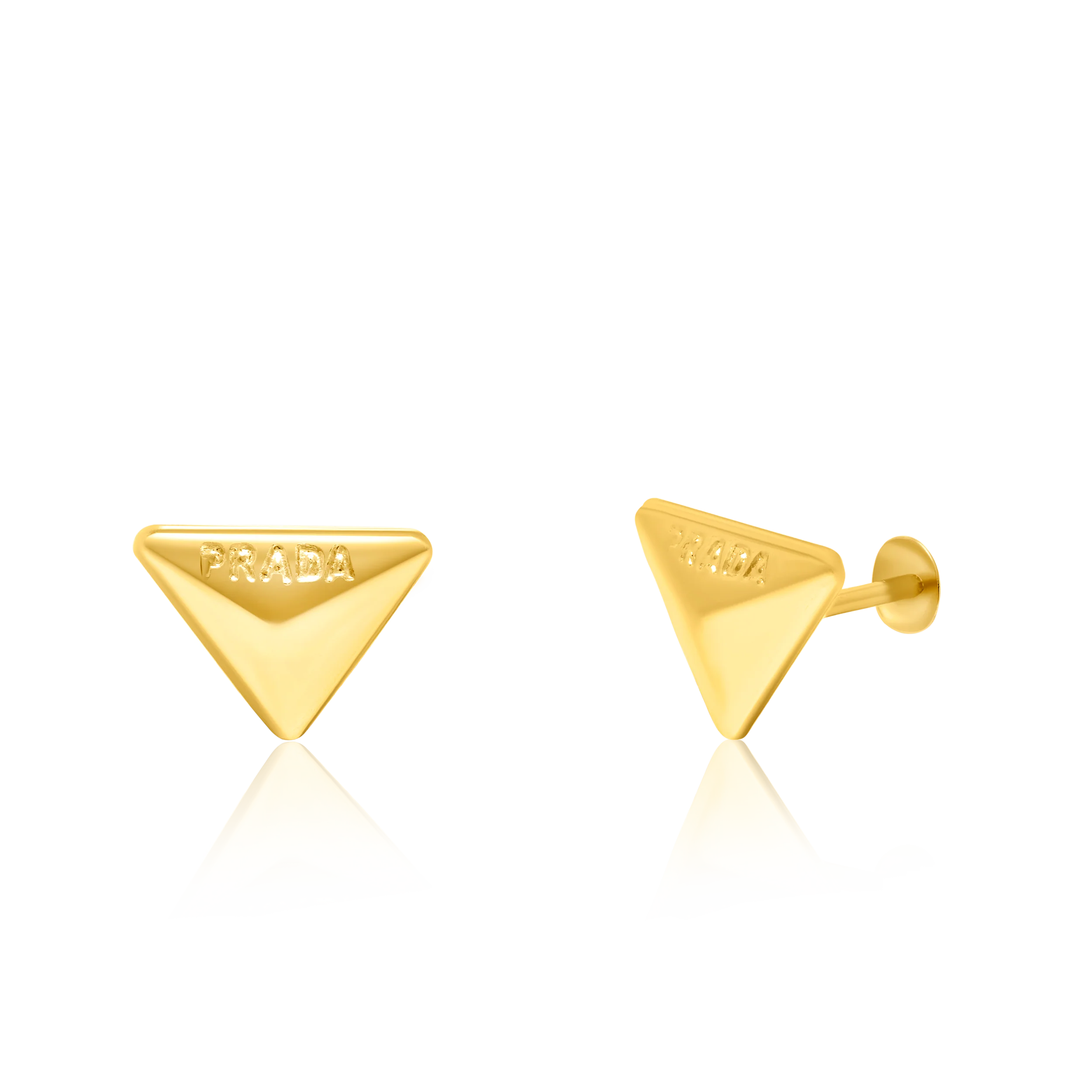18K Pure Gold Triangle Screw Earring Set Talagold