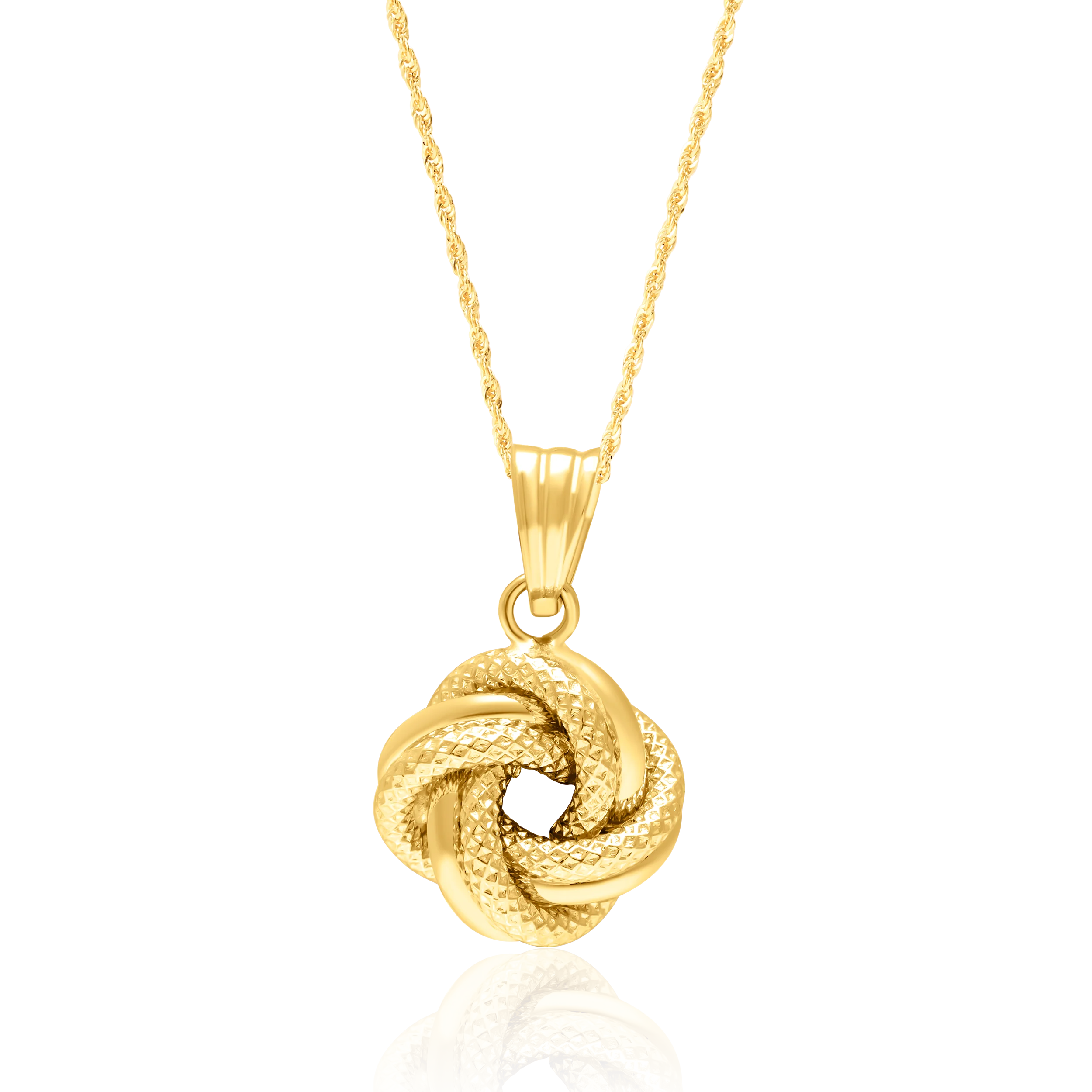 18K Pure Gold Twisted Knot Necklace Talagold