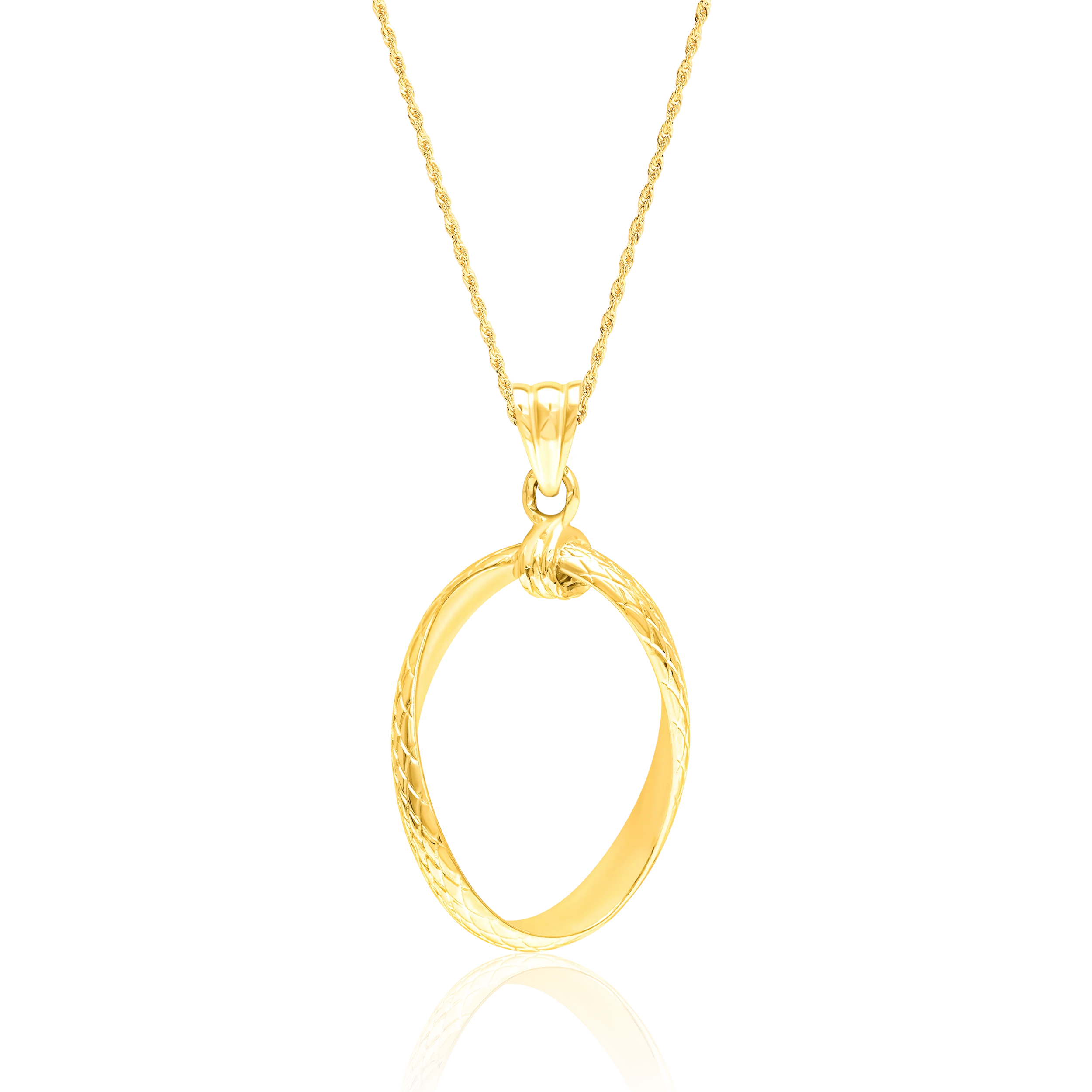 18K Pure Gold Twisted Oval Necklace Talagold