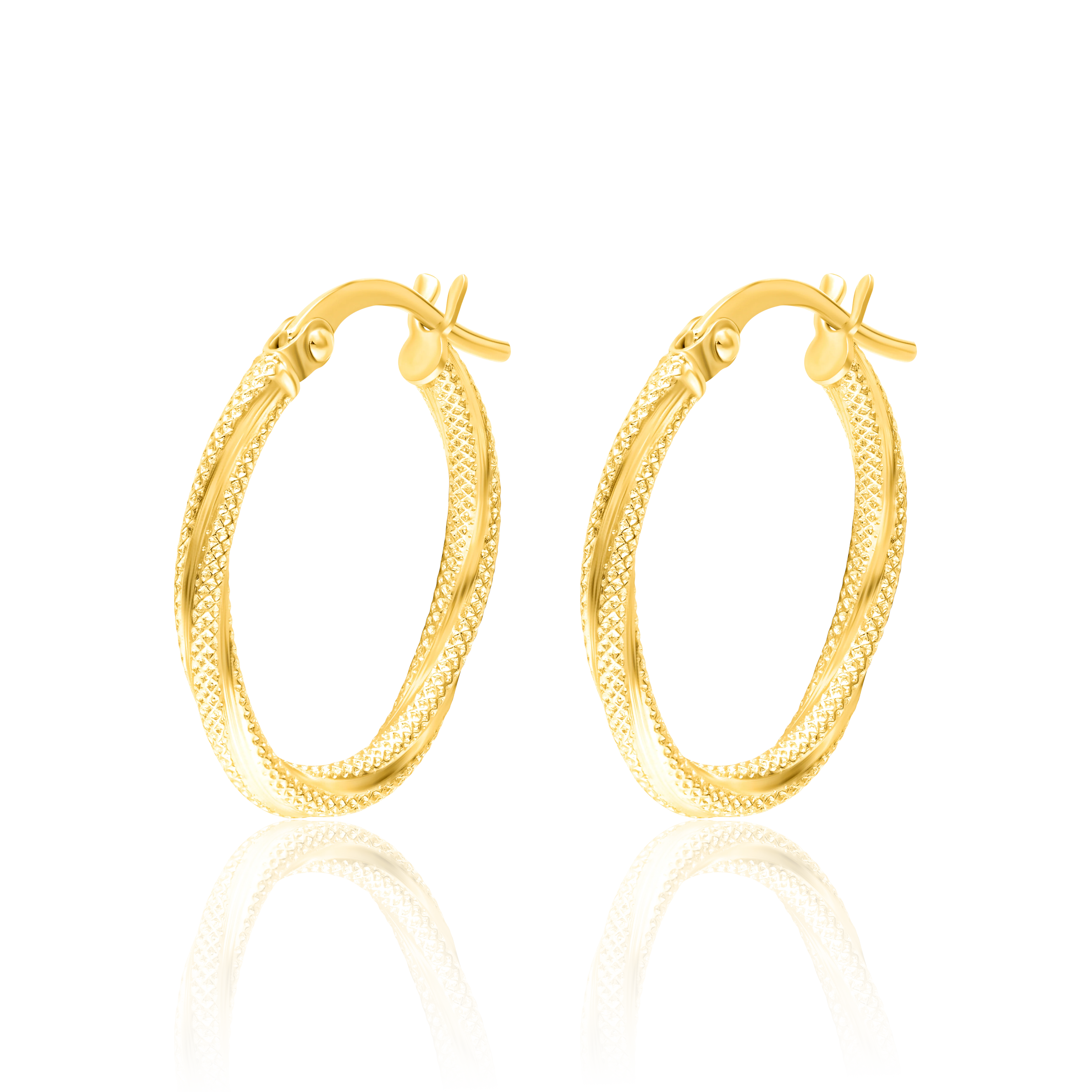 18K Pure Gold Twisted Round Earring Set Talagold