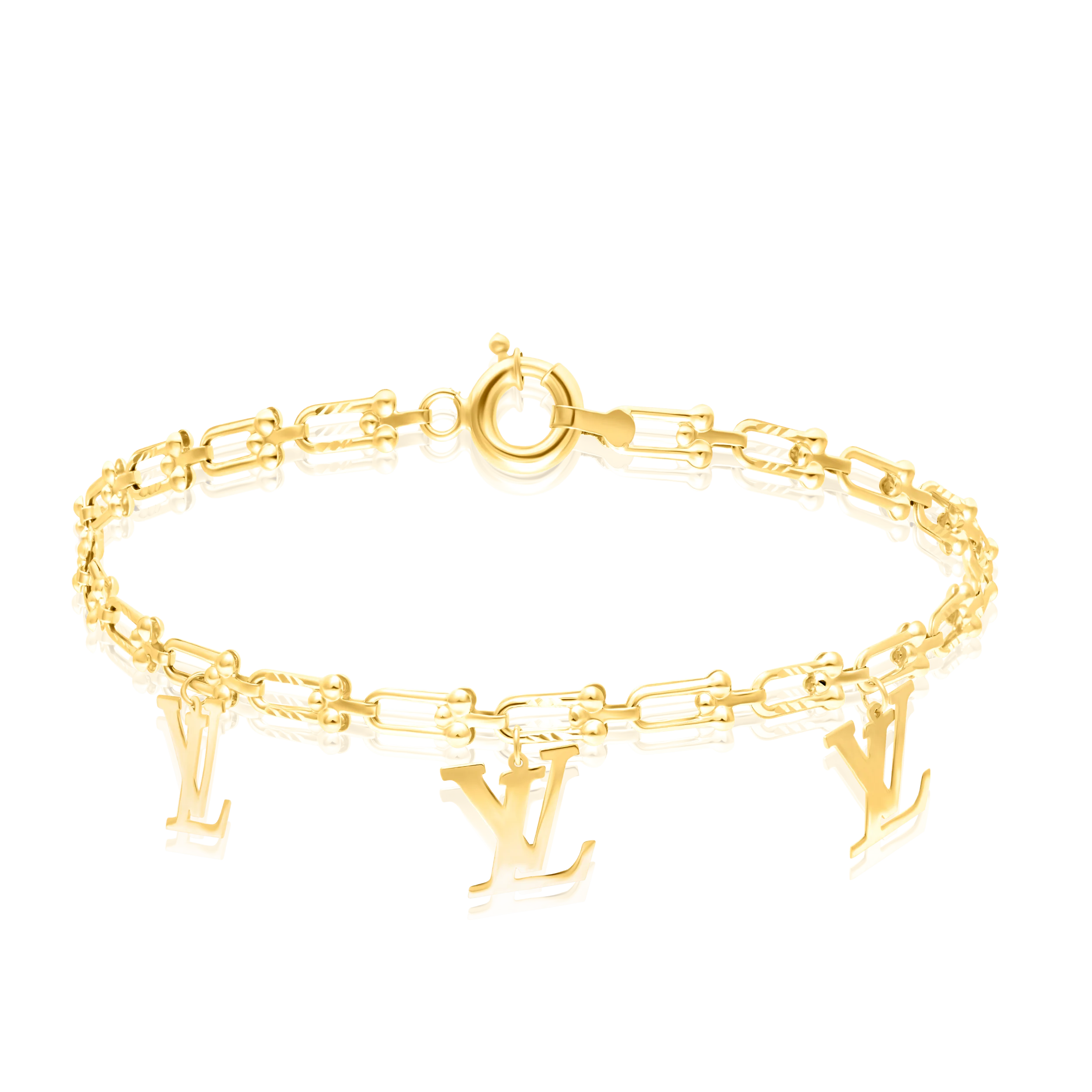 18K Pure Gold U-Link L.V Bracelet Talagold