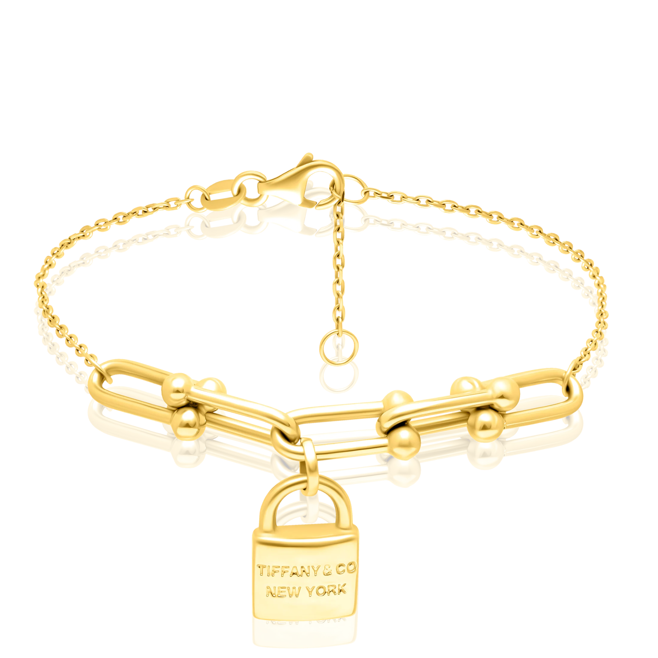 18K Pure Gold U-Link Lock Bracelet Talagold