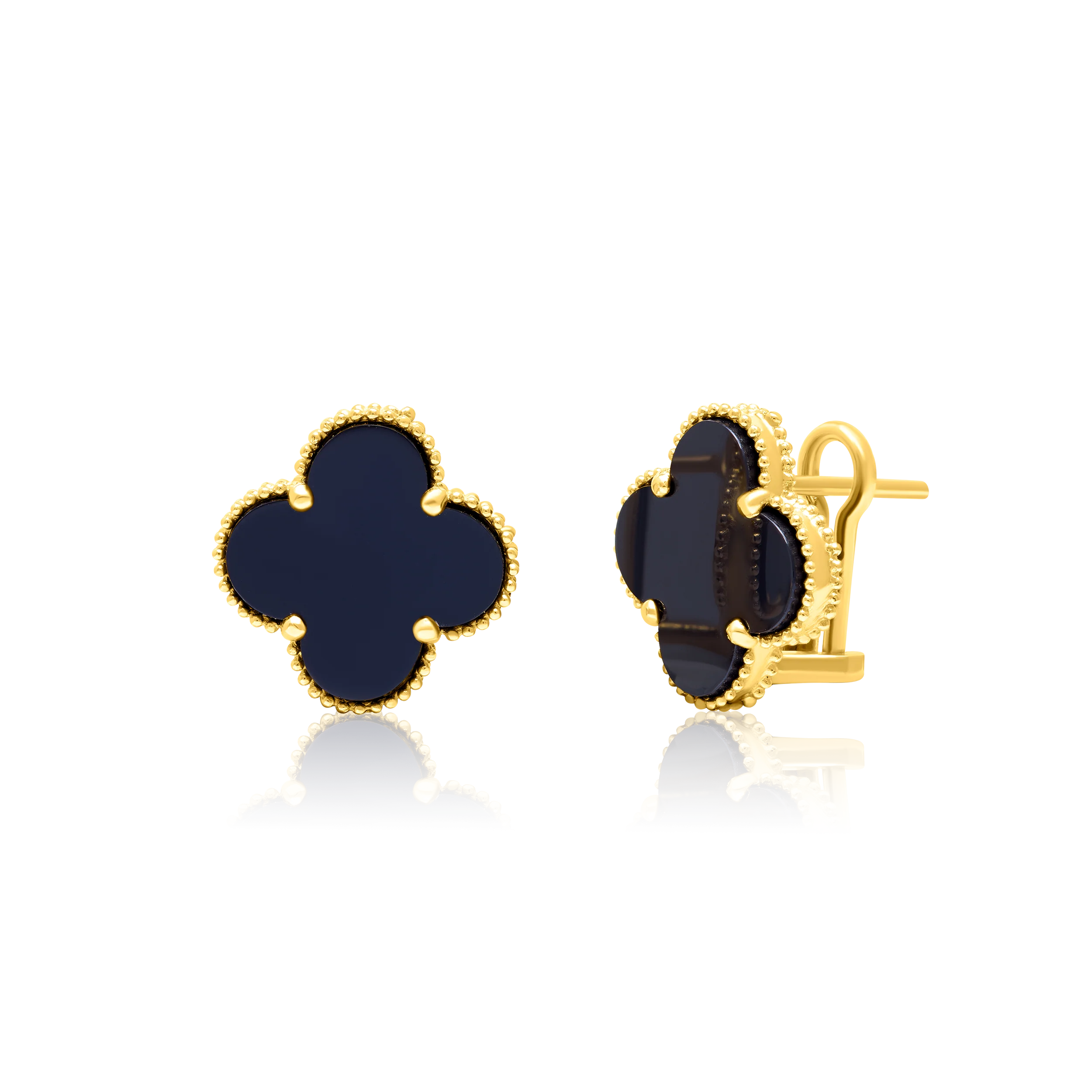 18K Pure Gold V.C Flower Black Earring Set Talagold