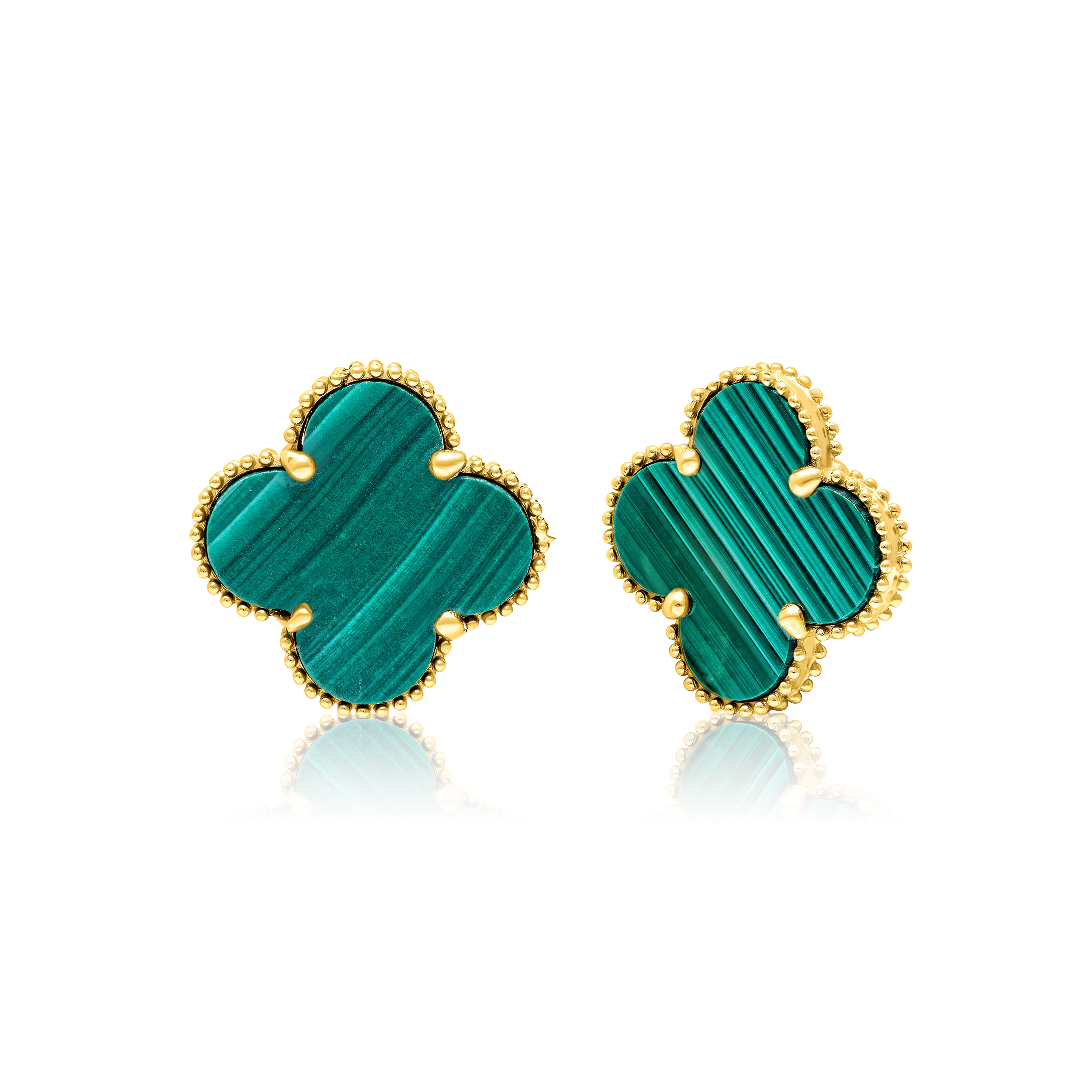 18K Pure Gold V.C Flower Green Earring Set Talagold