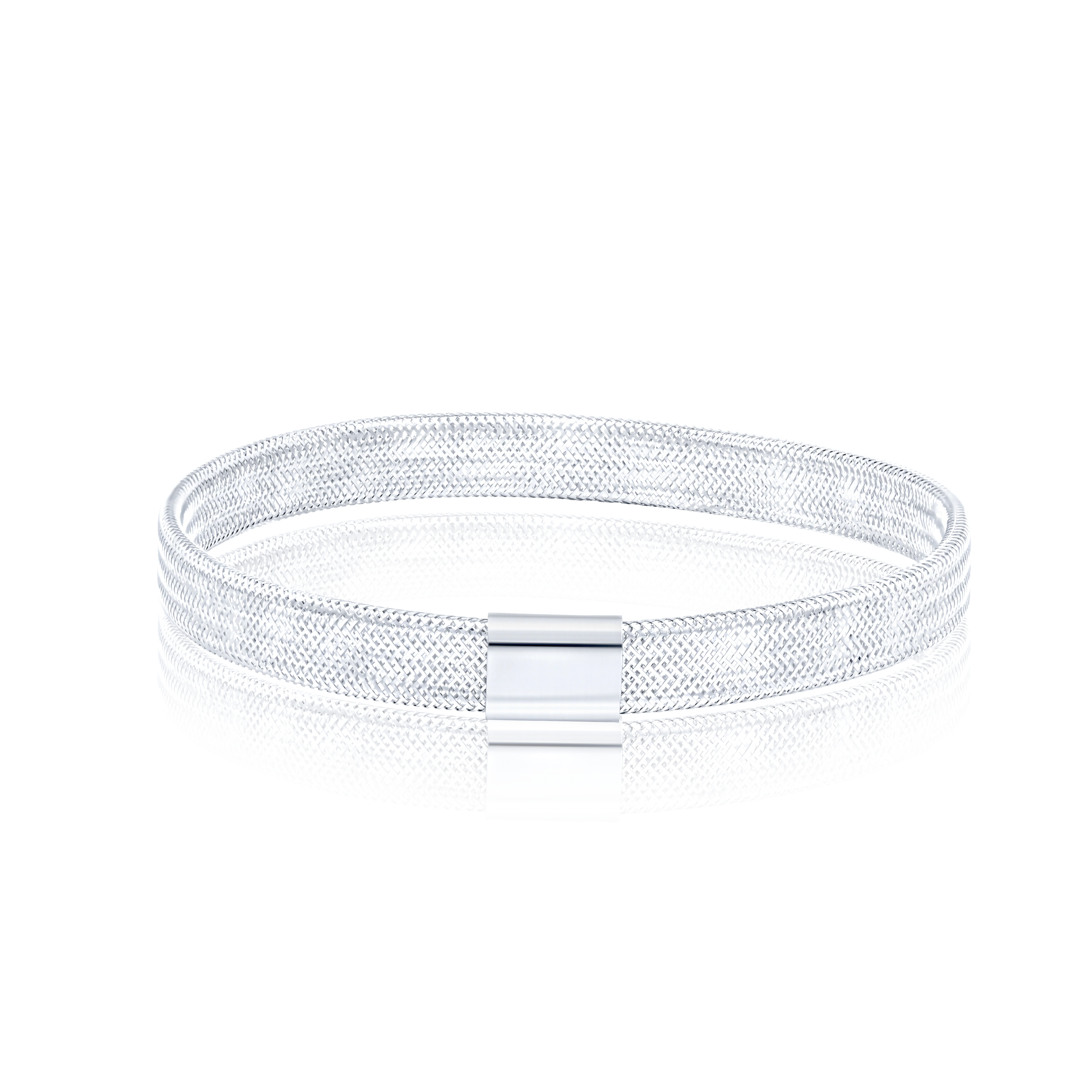 18K Pure White Gold Elastic Bangle Talagold