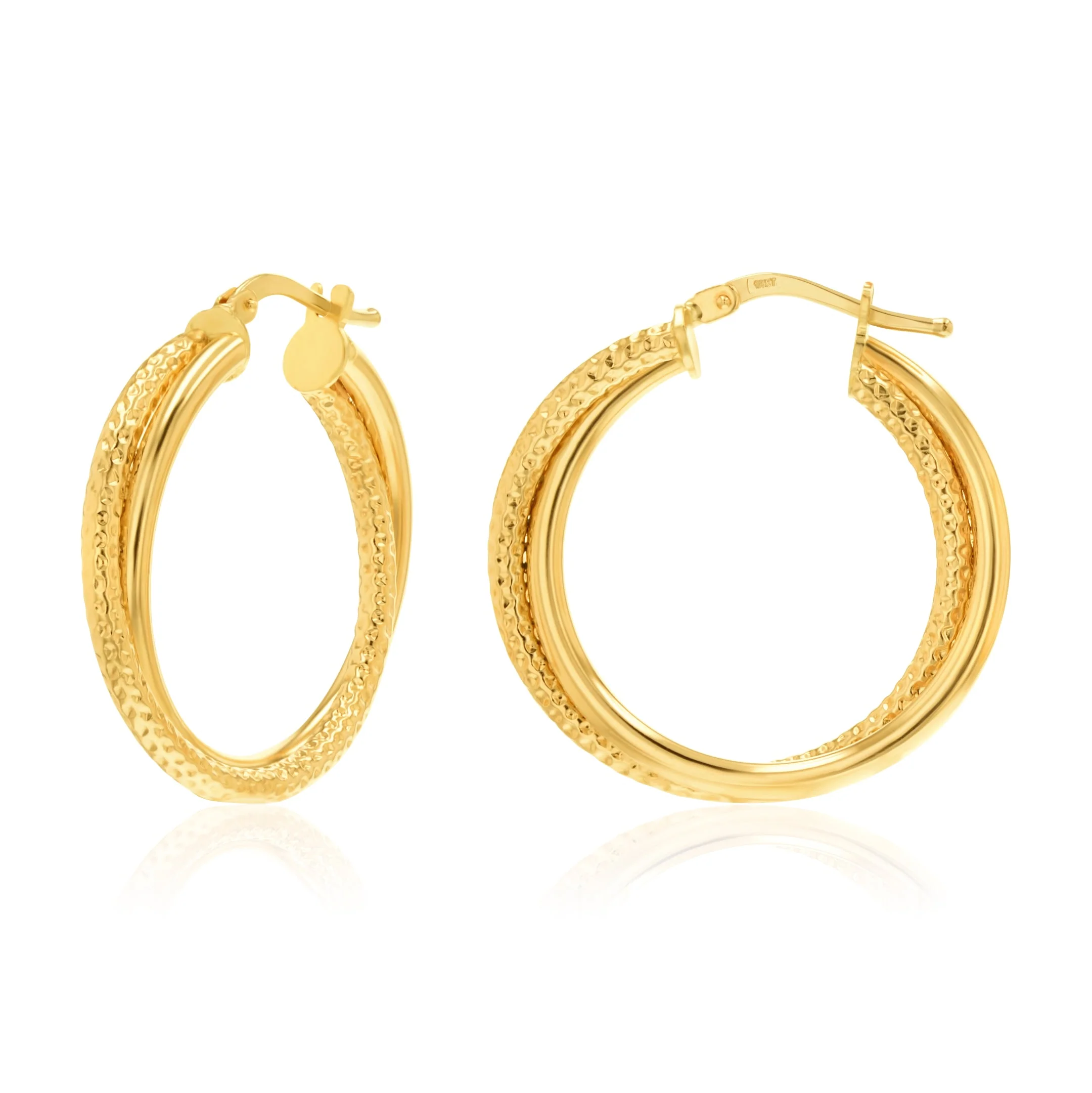 18K Pure Gold Double Loop Earrings