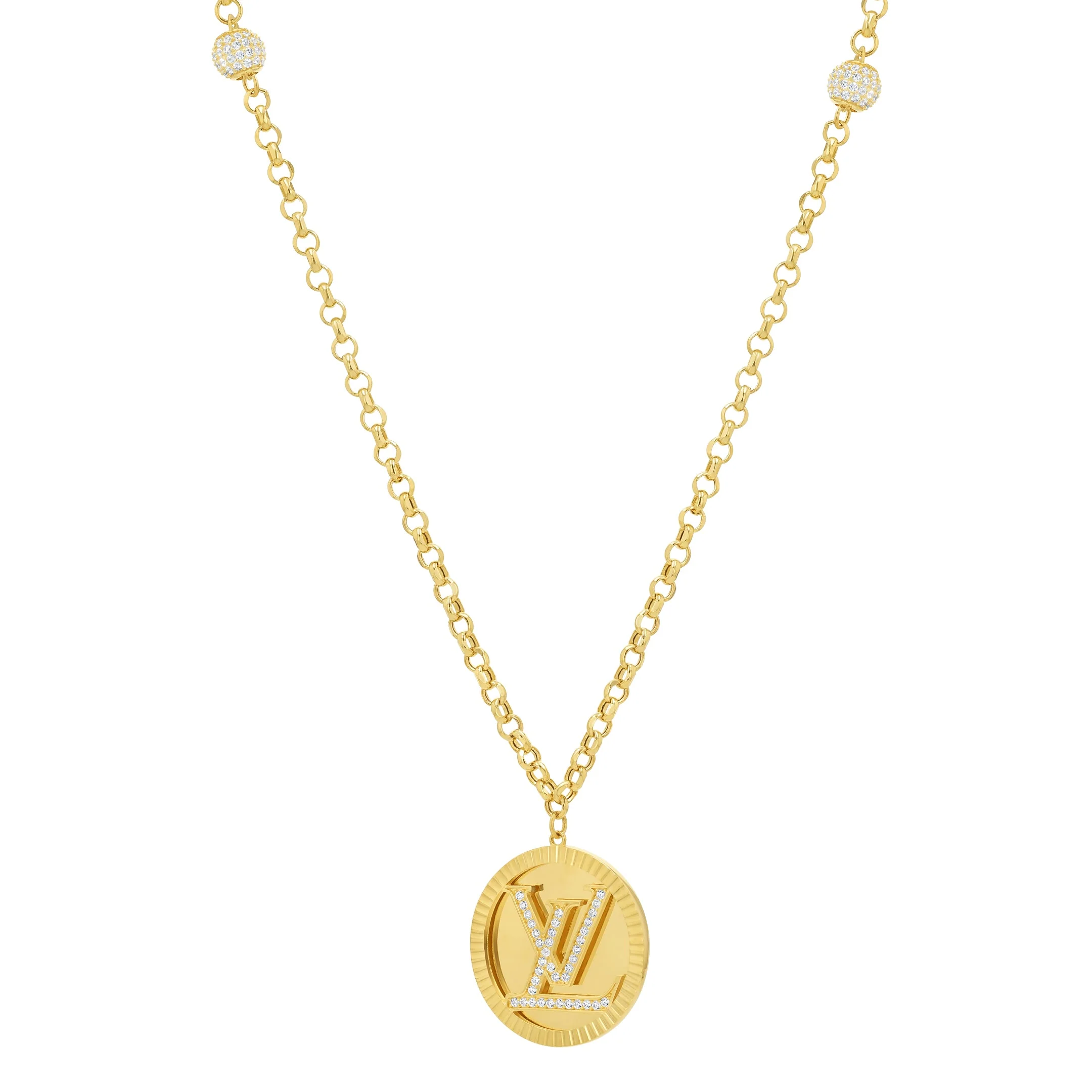18K Pure Gold Elegant L.V Necklace - Image 2