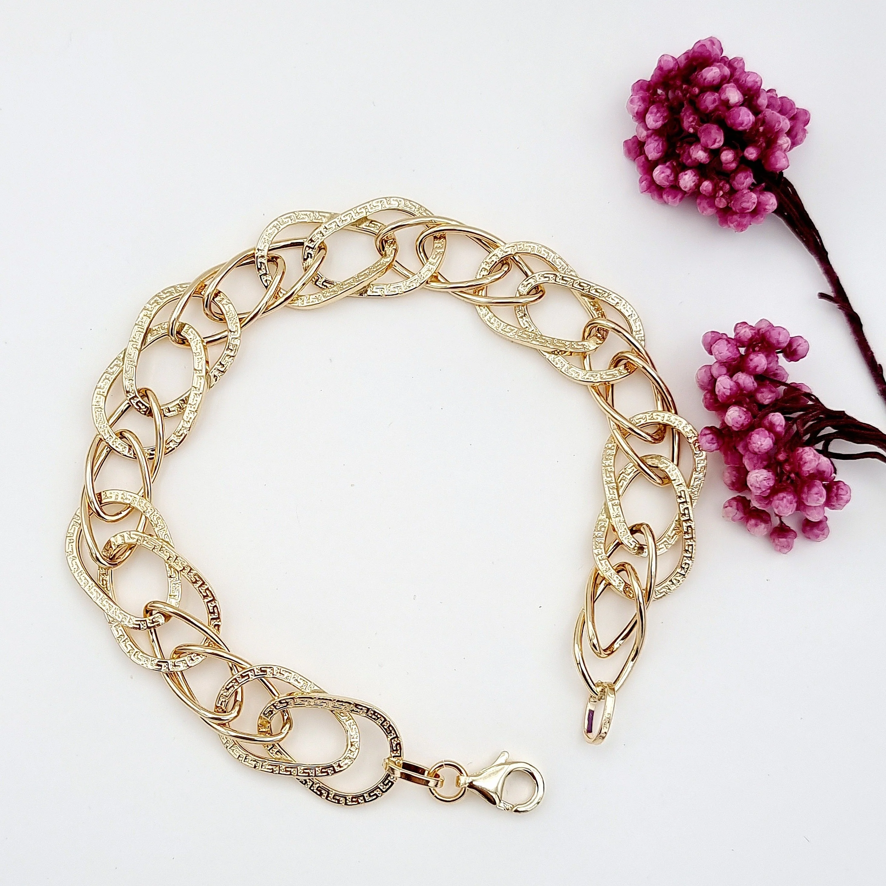 18K Pure Gold Elegant Linked Bracelet - Image 8