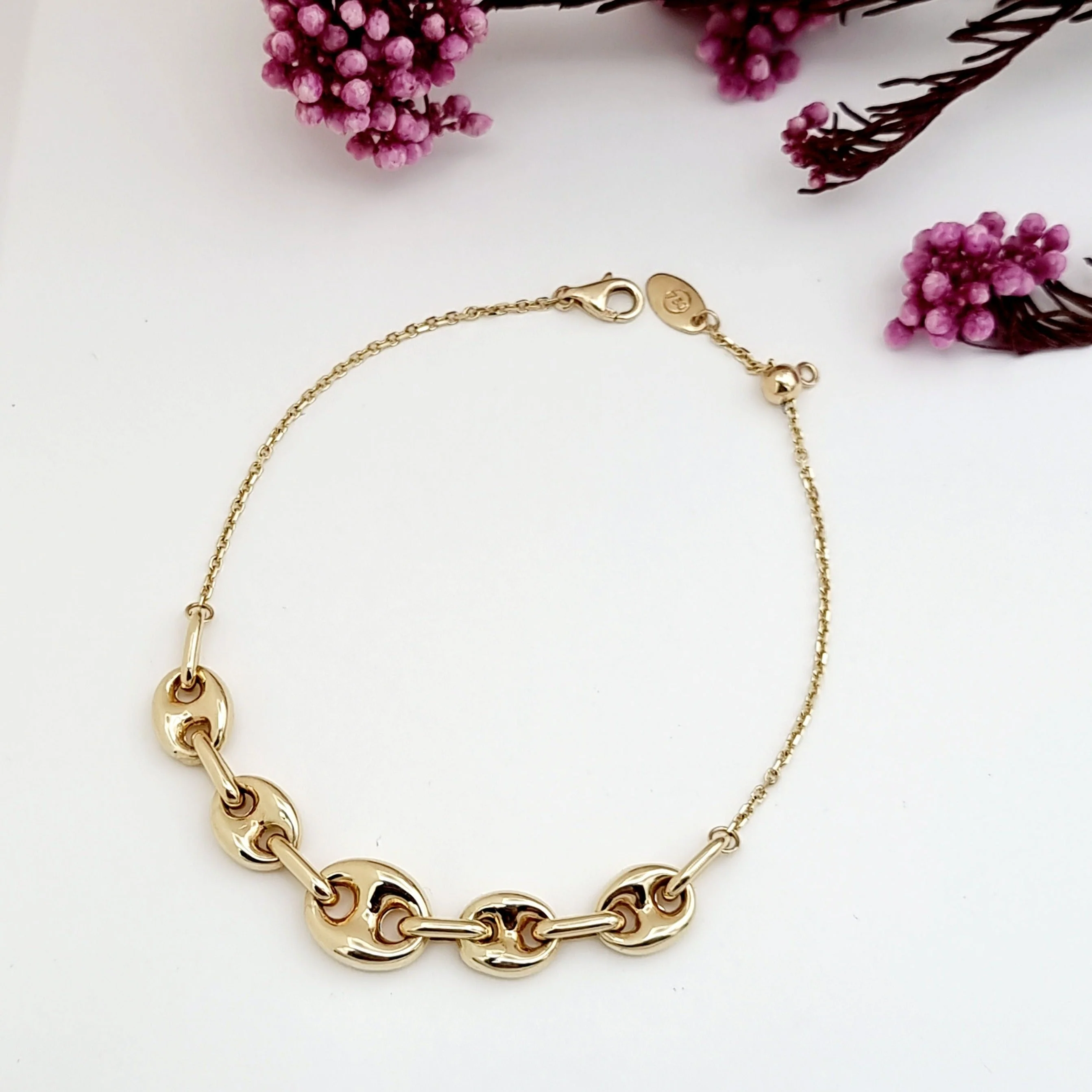 18K Pure Gold Elegant Linked Bracelet - Image 11