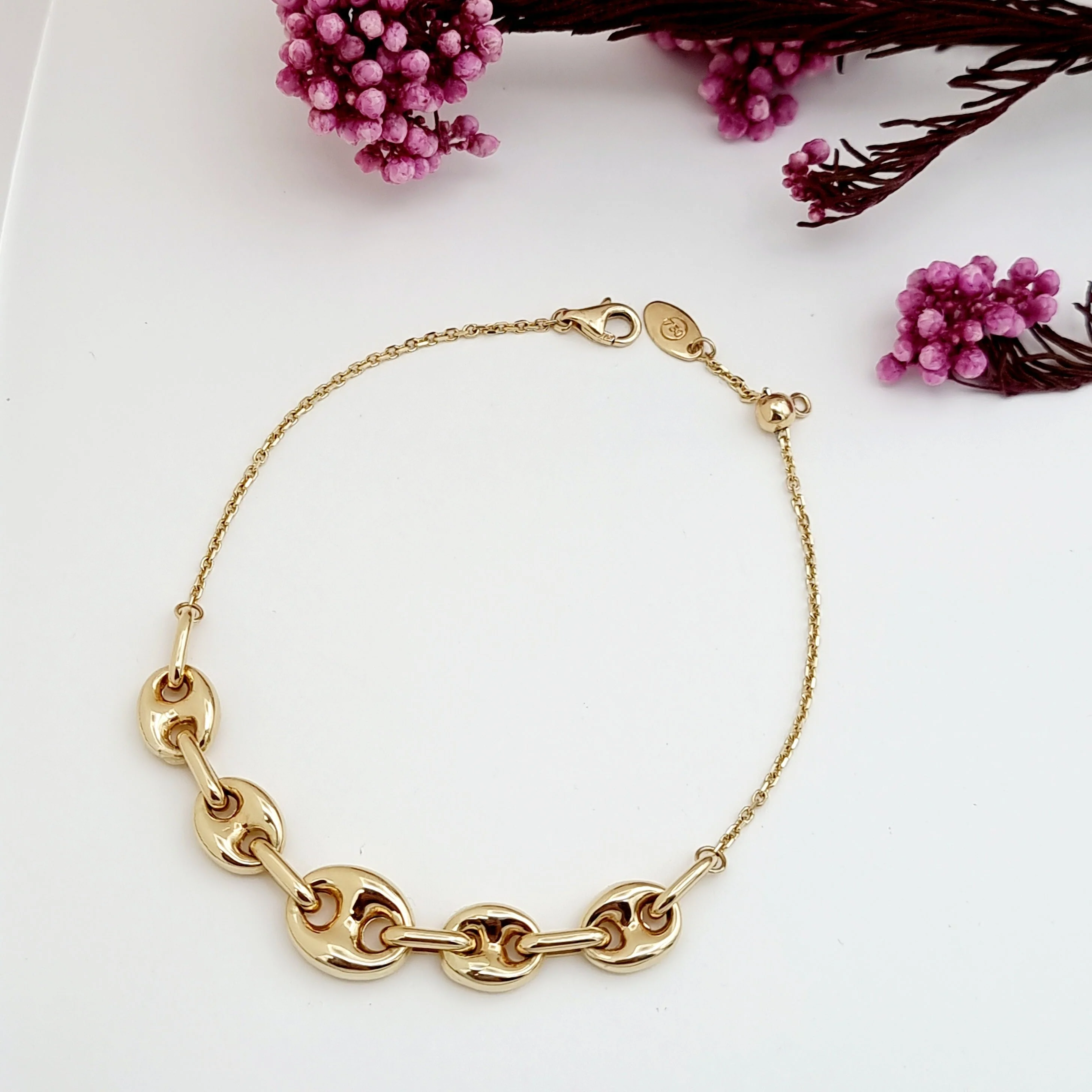 18K Pure Gold Elegant Linked Bracelet - Image 2
