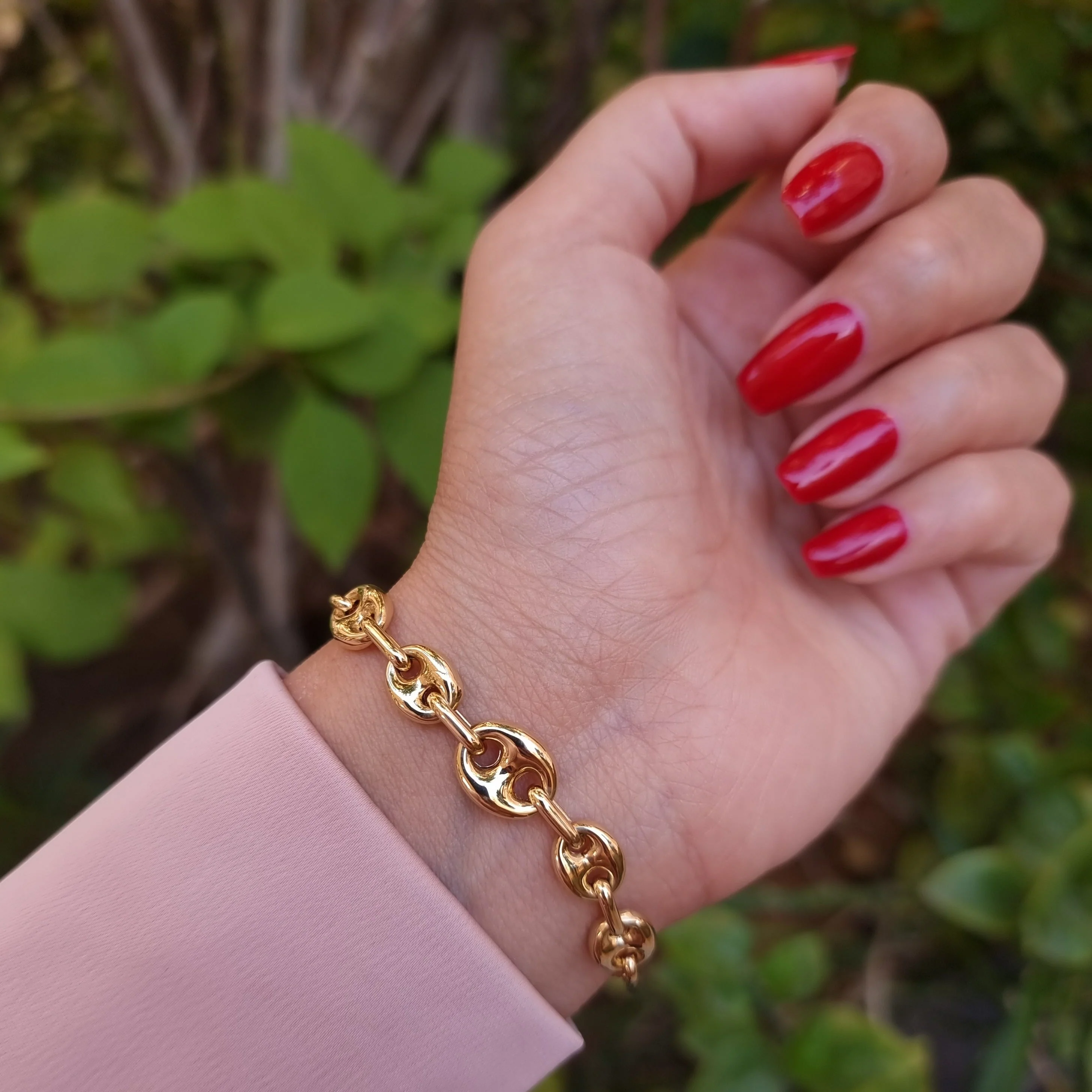 18K Pure Gold Elegant Linked Bracelet - Image 3