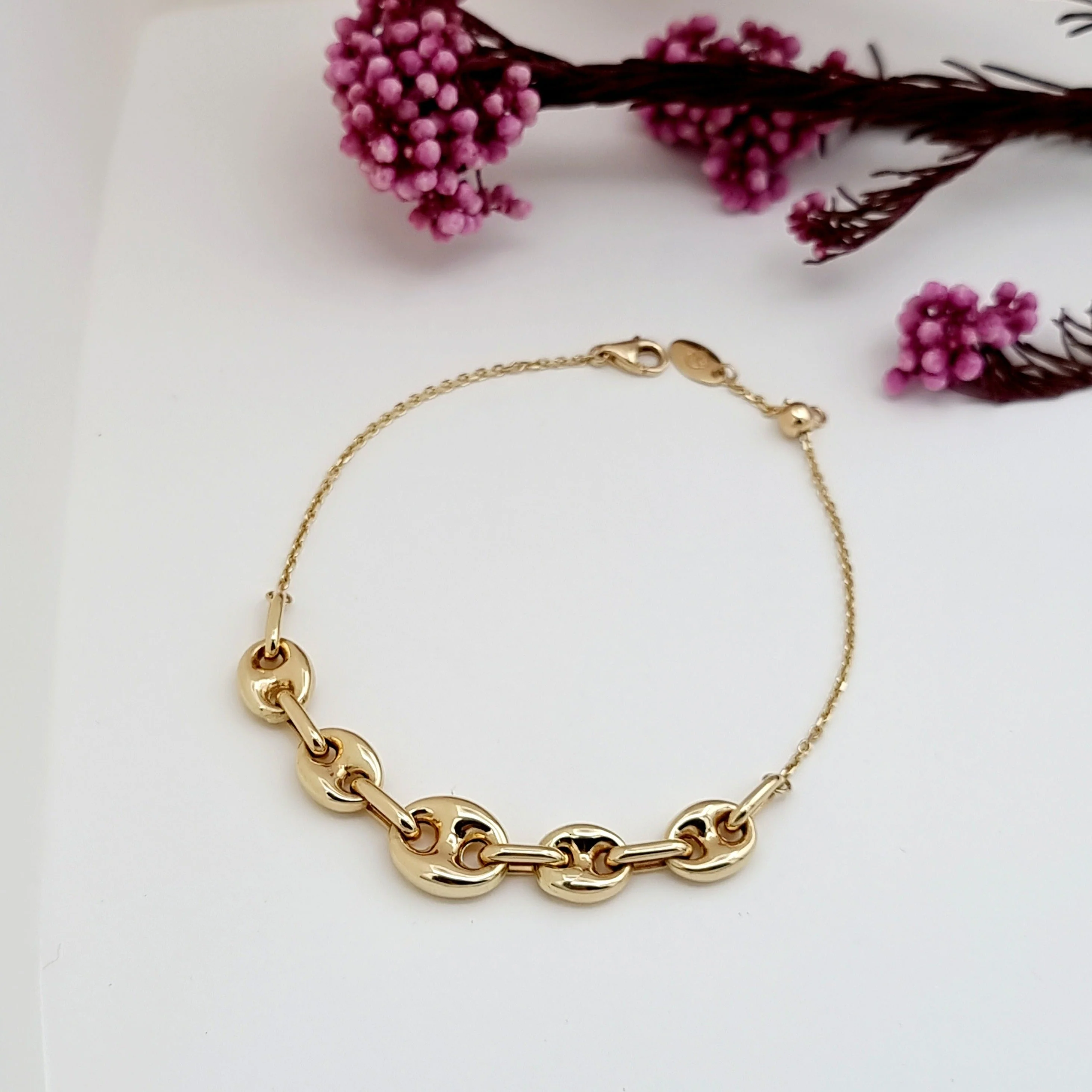 18K Pure Gold Elegant Linked Bracelet - Image 6