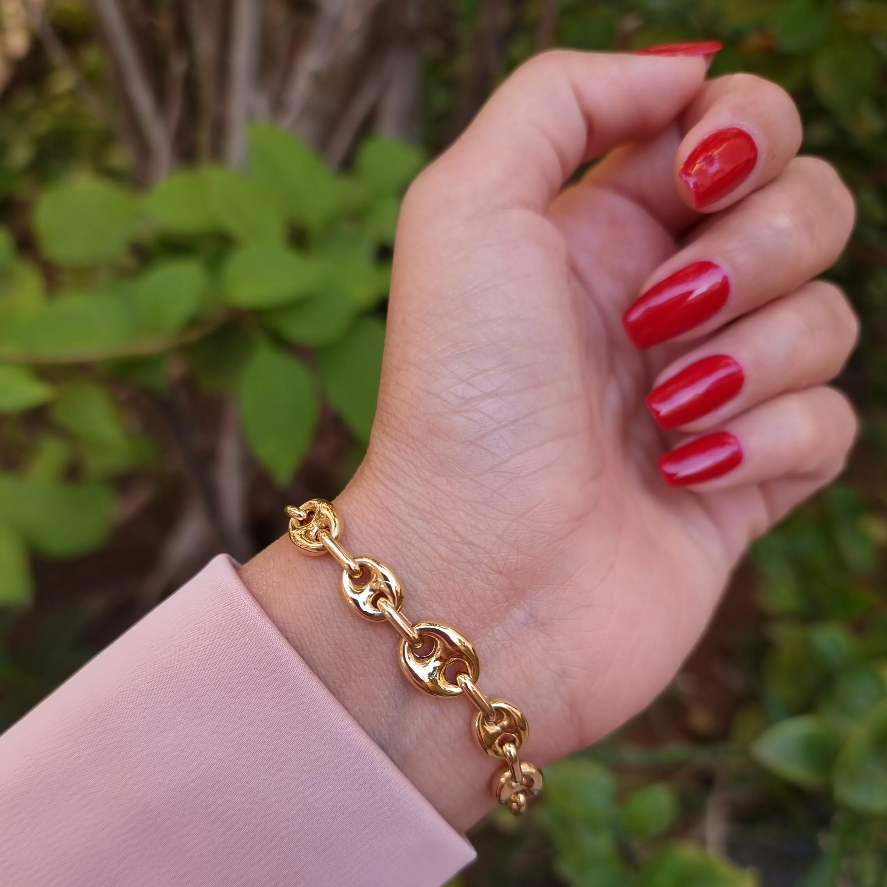 18K Pure Gold Elegant Linked Bracelet - Image 7