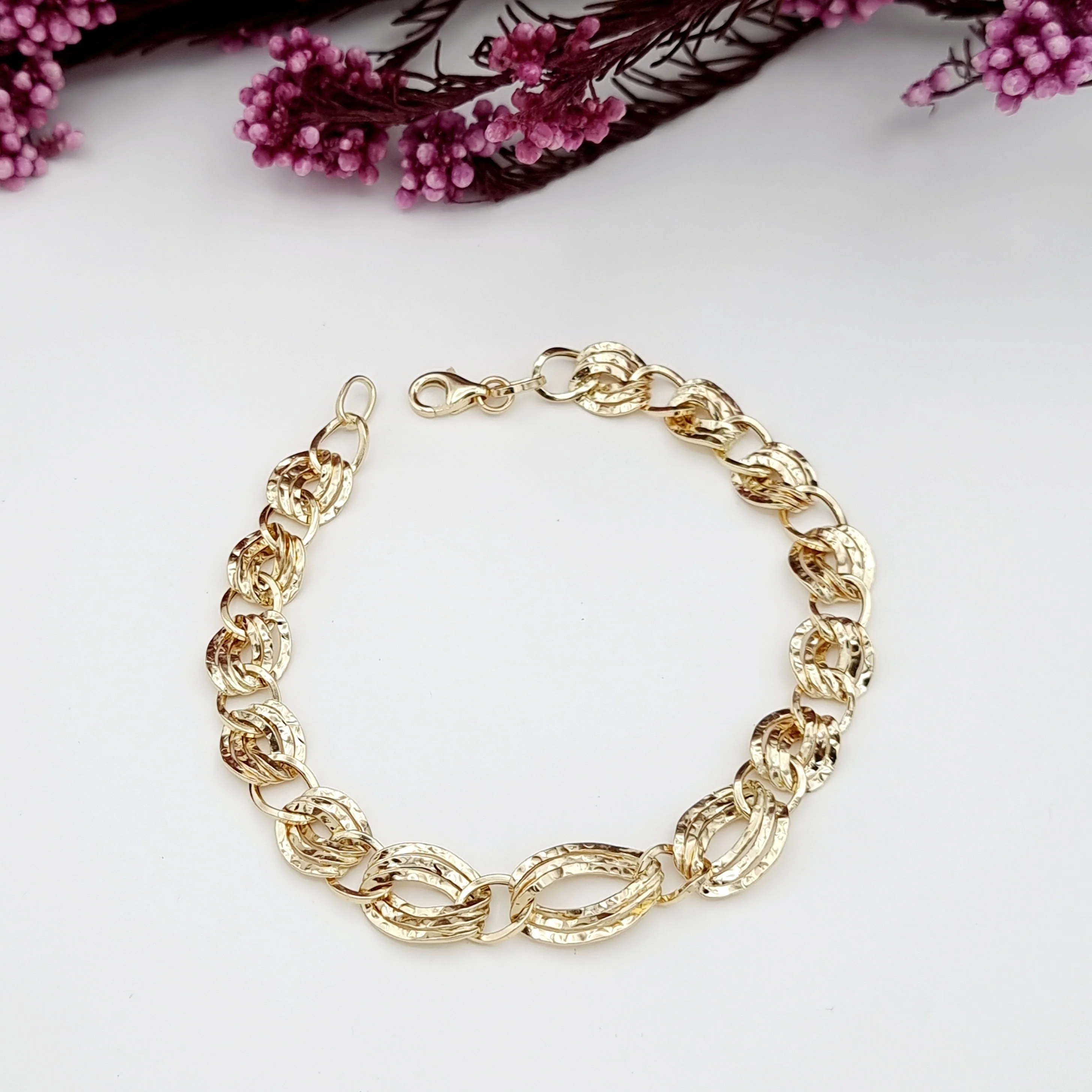 18K Pure Gold Elegant Twisted Linked Bracelet - Image 2