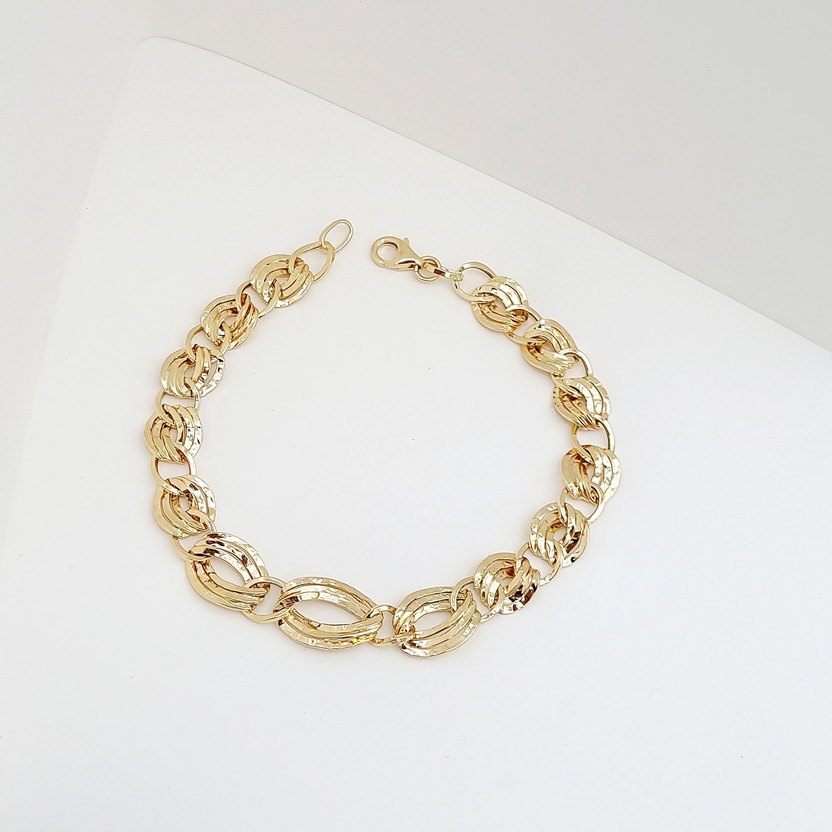 18K Pure Gold Elegant Twisted Linked Bracelet - Image 5
