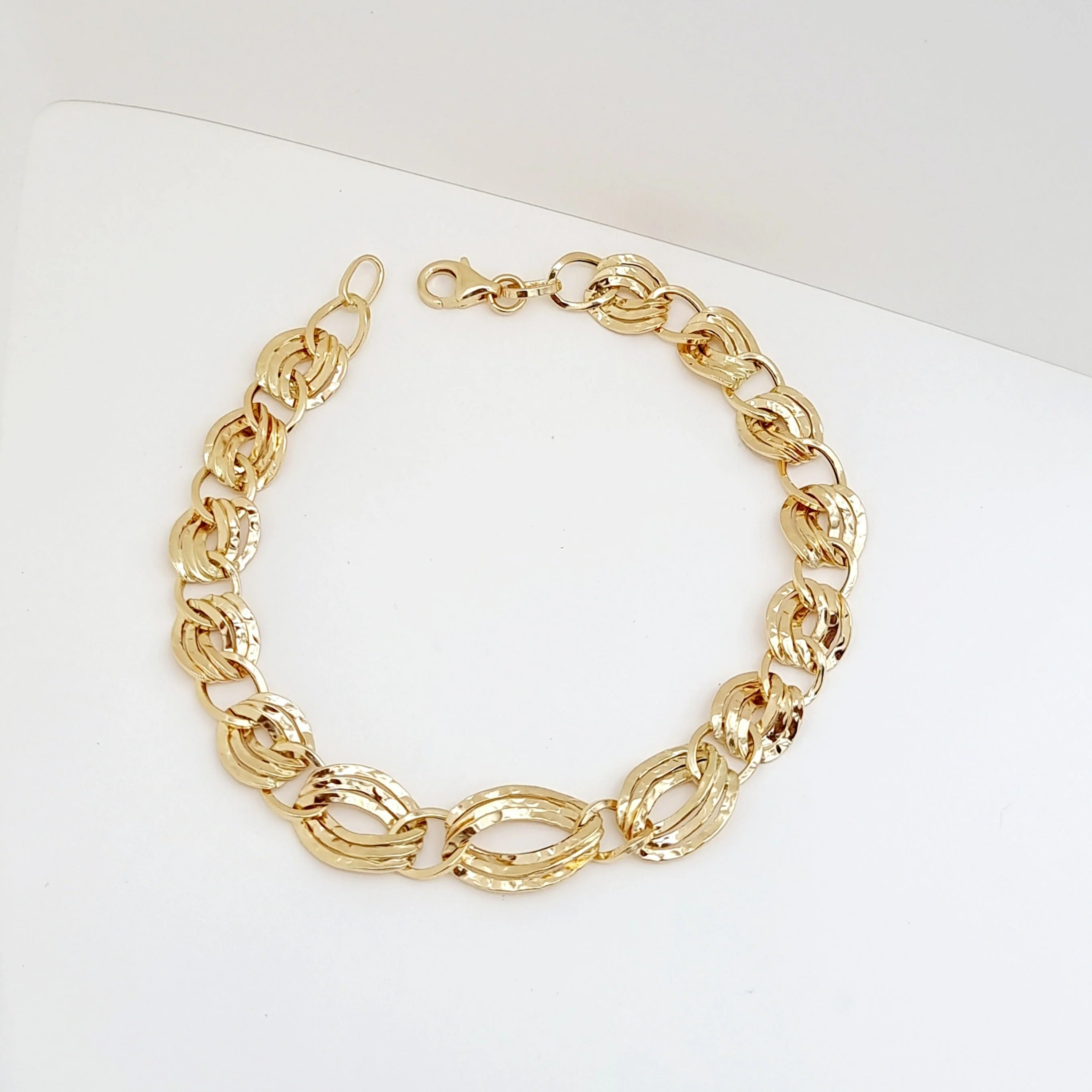 18K Pure Gold Elegant Twisted Linked Bracelet - Image 8
