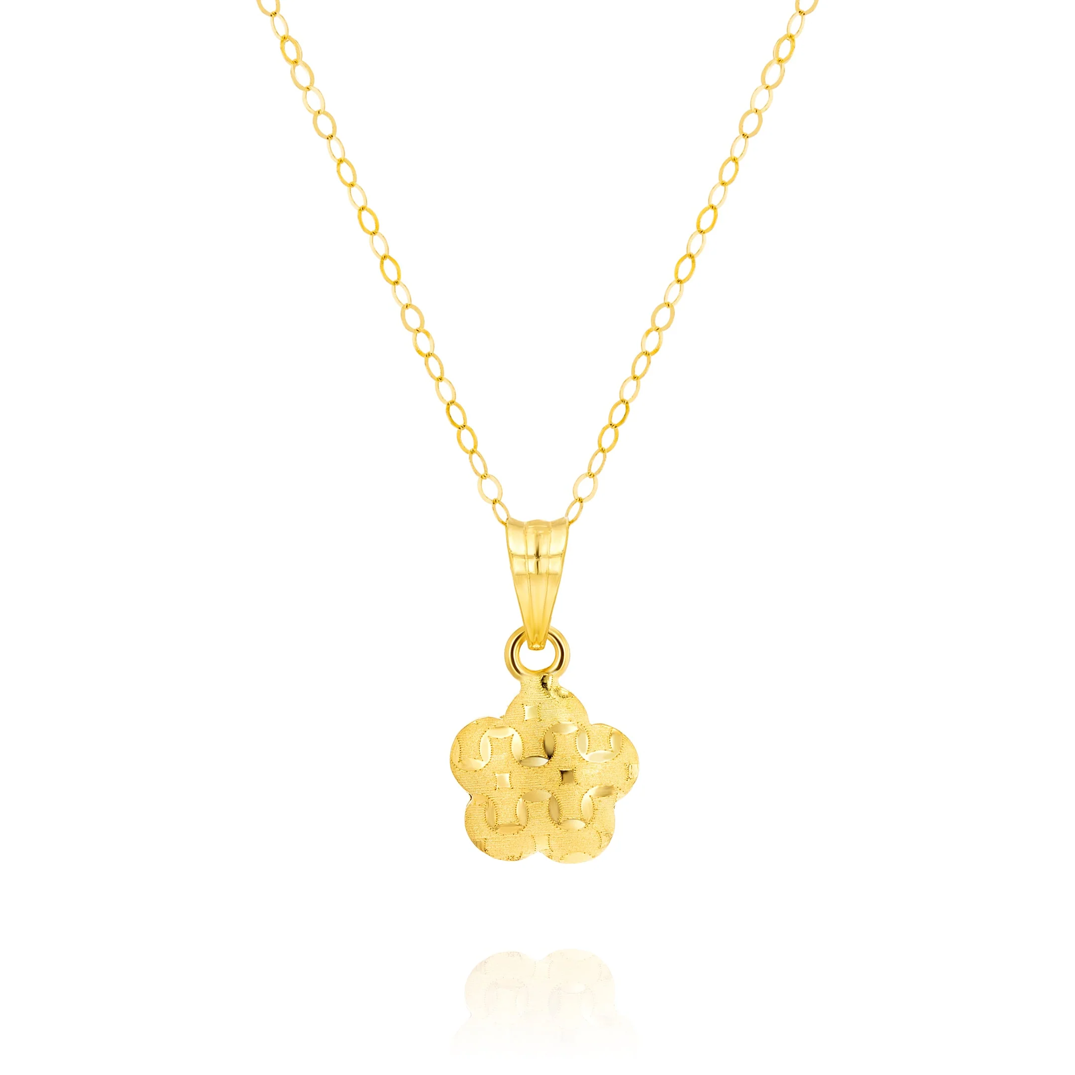 18K Pure Gold Fine Flower Necklace