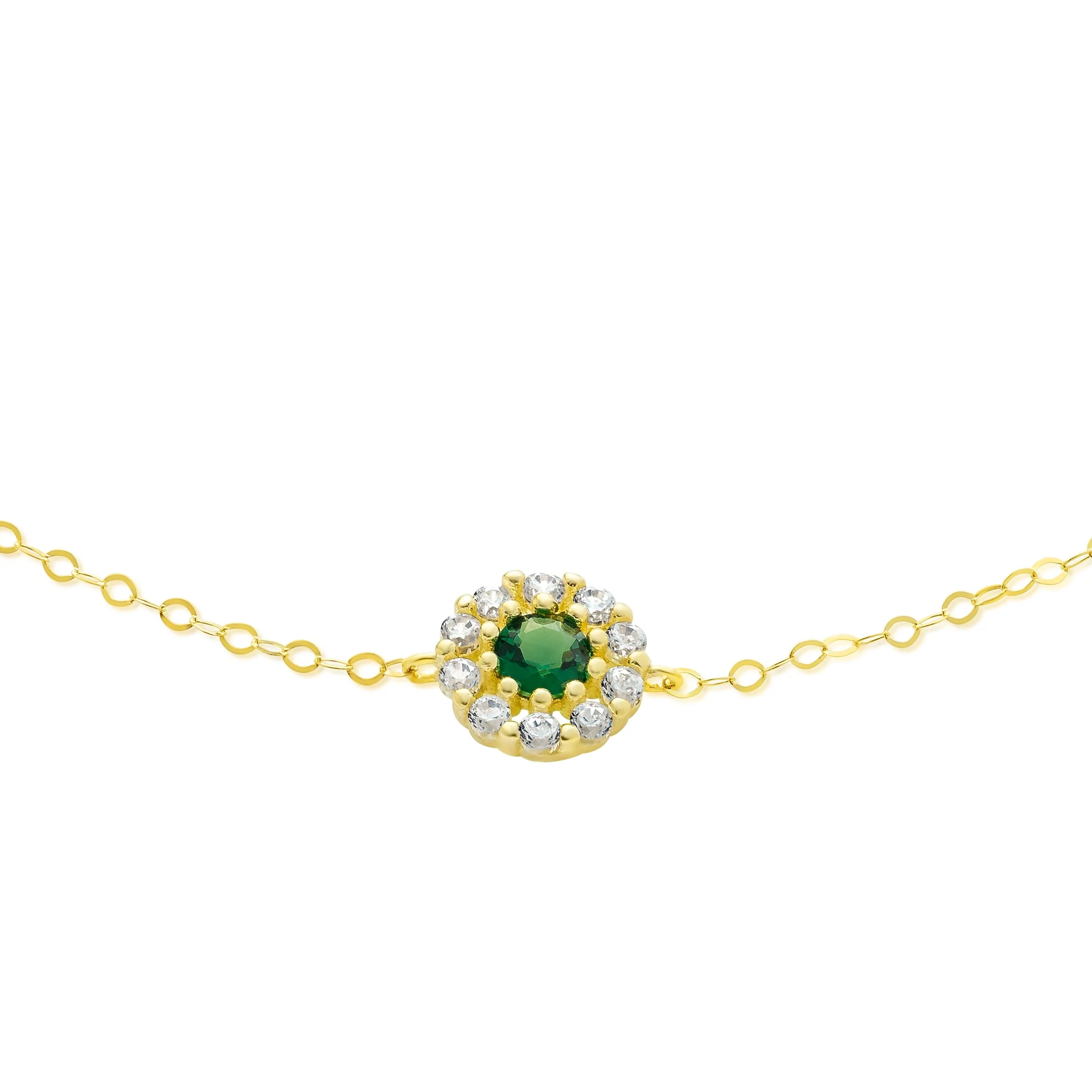 18K Pure Gold Green Stone Bracelet - Image 2